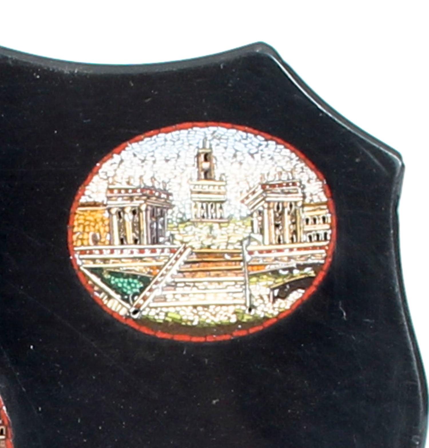 Agate Antique Grand Tour Italian Vatican Micro-Mosaic Marble Desk Weight 19th Century For Sale
