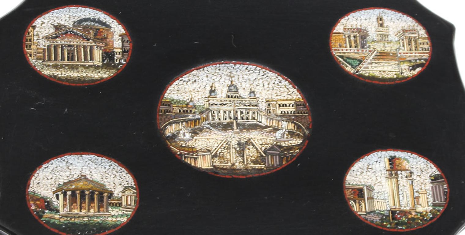 Poids du bureau italien ancien Grand Tour en marbre micro-mosaïque du Vatican du 19ème siècle en vente 4
