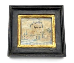 Antique Grand Tour Italy Miniature Landscape Monuments Campagna Embroidery