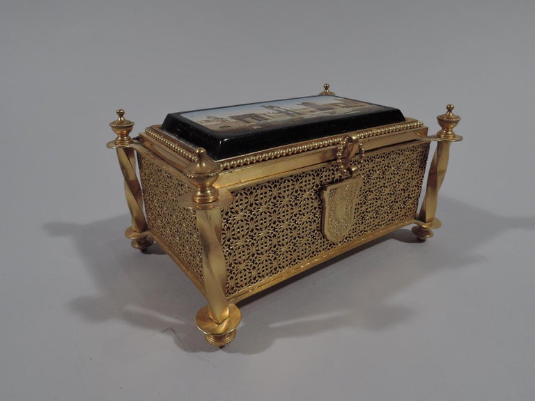 Antique Grand Tour Jewelry Casket Box with Roman Forum Micro Mosaic For