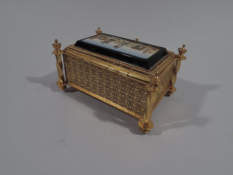 Antique Grand Tour Jewelry Casket Box with Roman Forum Micro Mosaic For