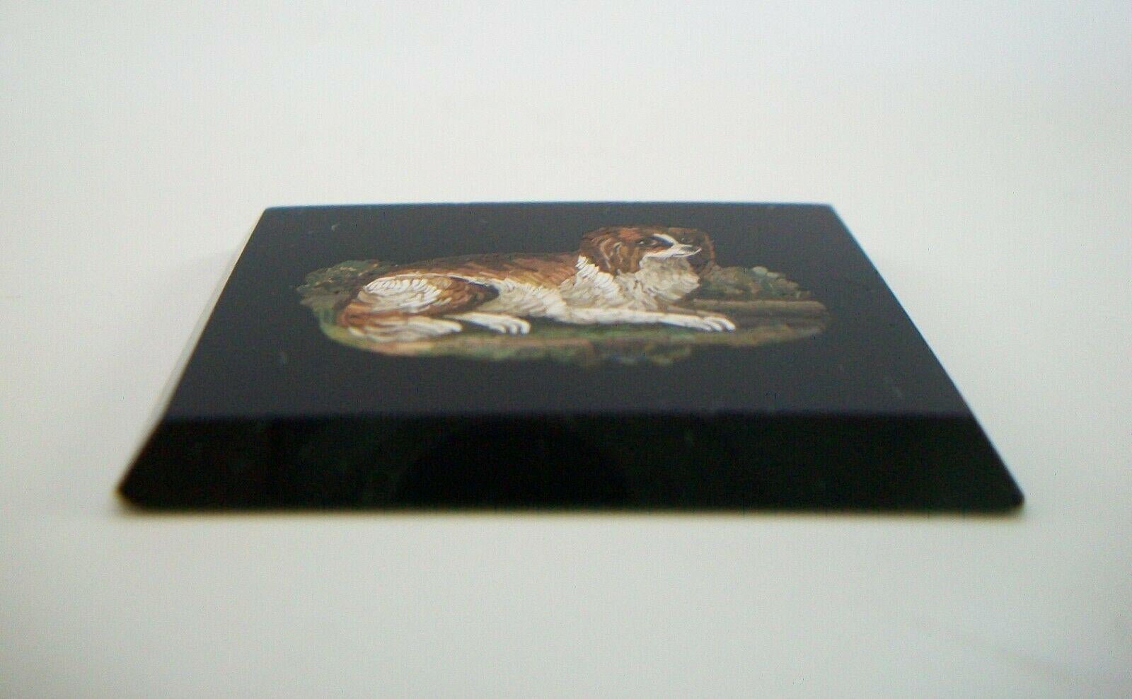 Antique plaque en micro-mosaïque Grand Tour « King Charles Spaniel », Italie, vers 1850 en vente 3