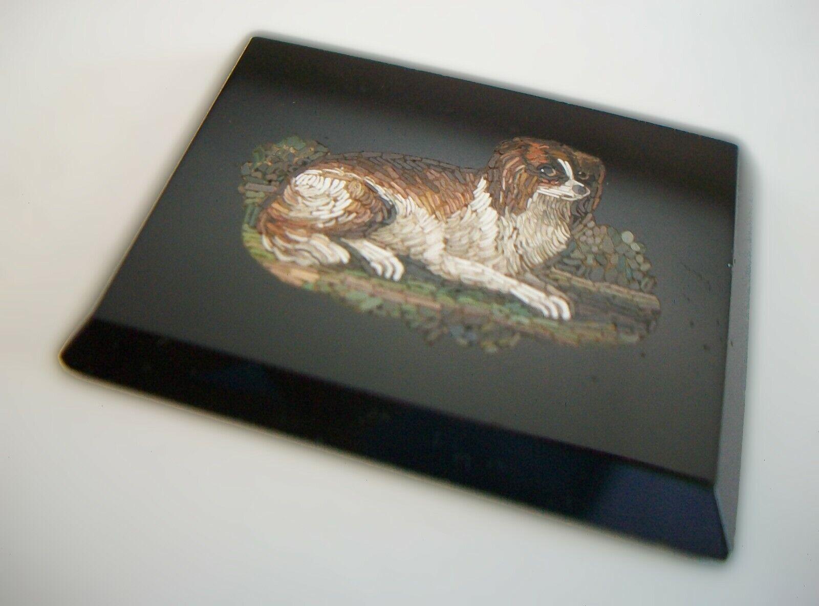 19th Century Antique Grand Tour 'King Charles Spaniel' Micro Mosaic Plaque, Italy, C.1850 For Sale