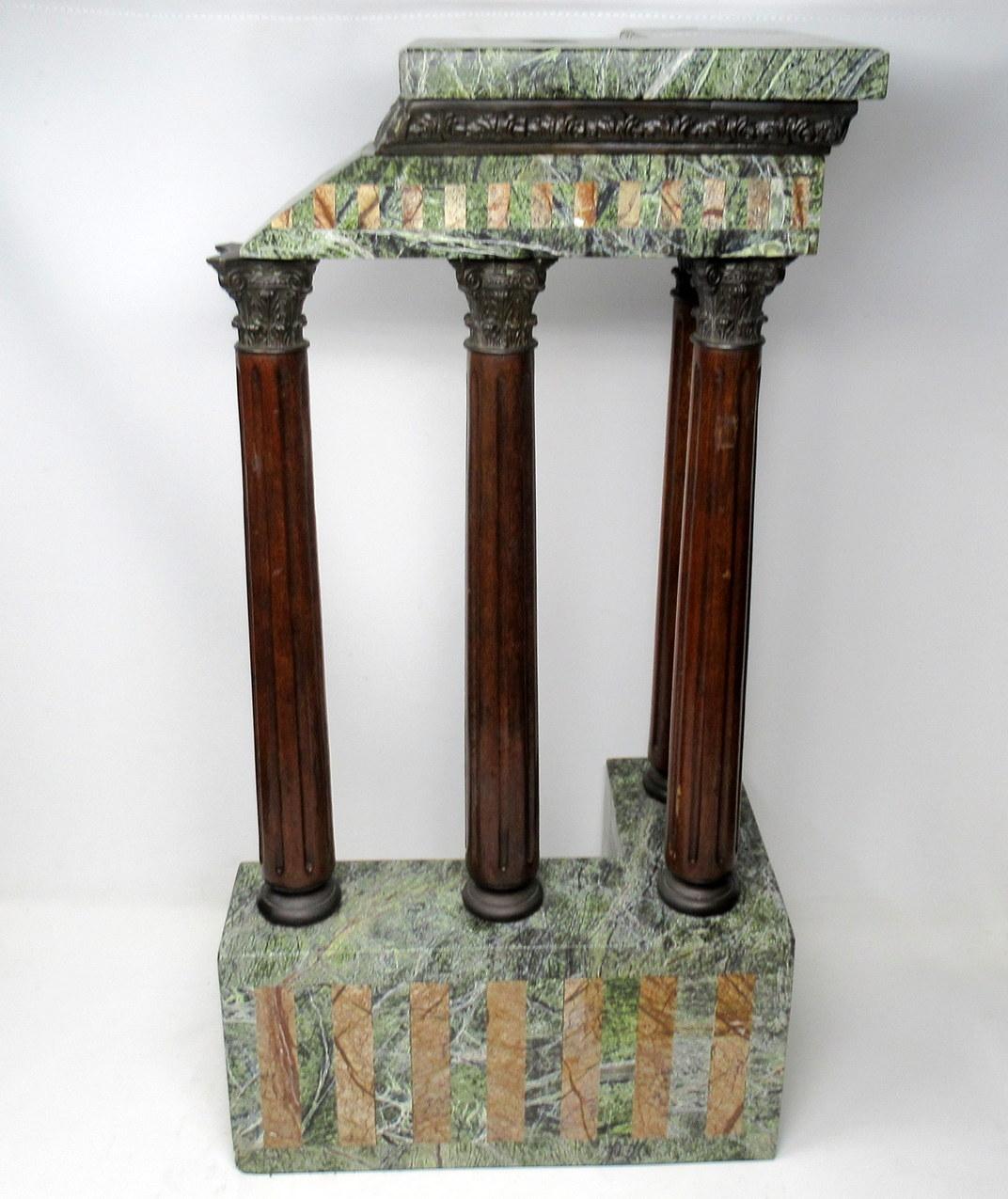 Late Victorian Antique Grand Tour Marble Bronze Corinthian Column Italian Neoclassical Ruins