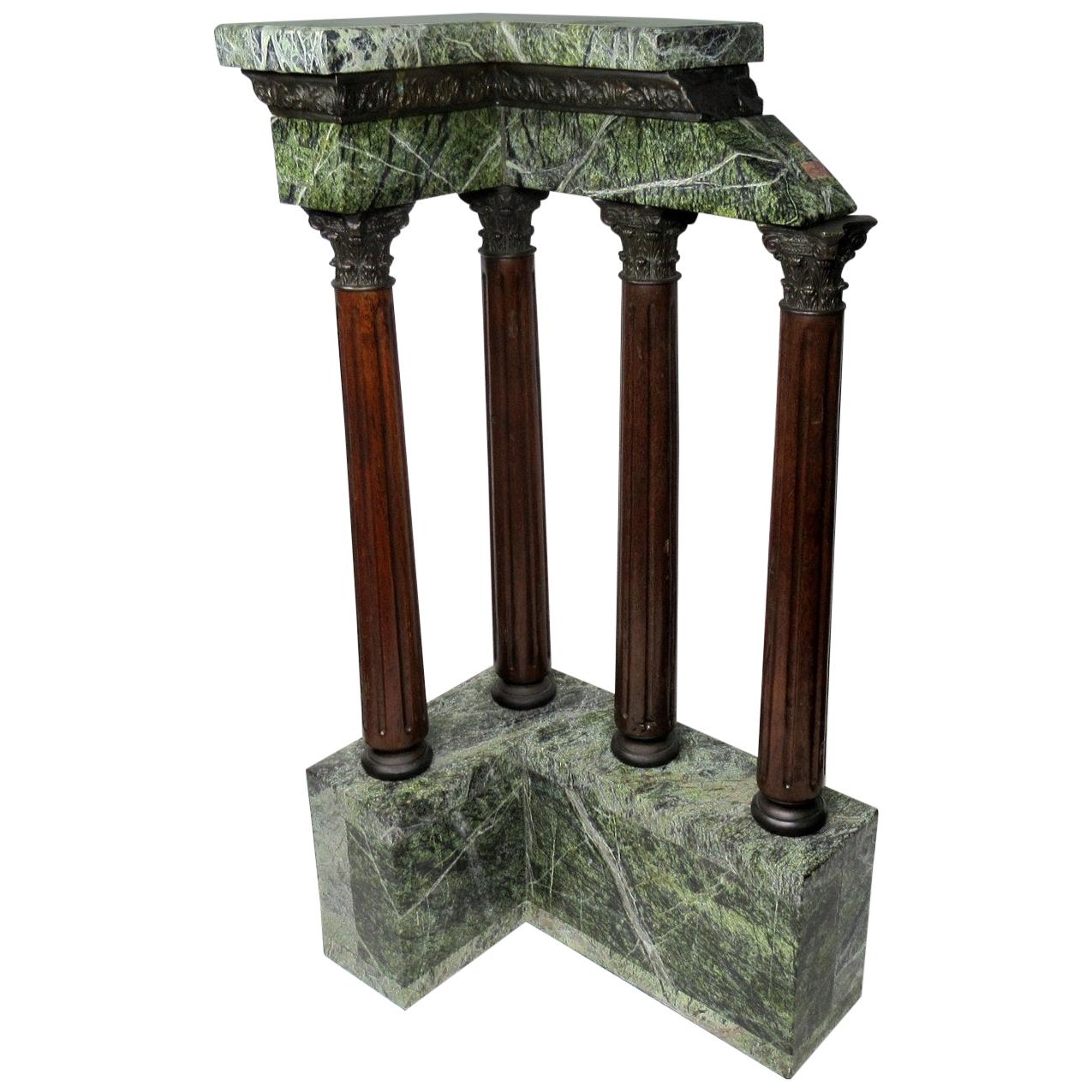 Antique Grand Tour Marble Bronze Corinthian Column Italian Neoclassical Ruins