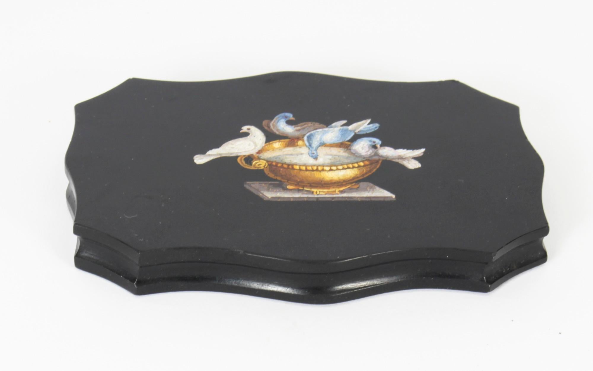 Antique Grand Tour Micro-Mosaic Marble Desk Weight Doves Pliny, 19th Century In Good Condition In London, GB