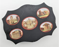 Antique Grand Tour Micro-Mosaic Paperweight with Vatican Vignettes