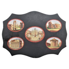 Antico fermacarte a micro mosaico Grand Tour con vignette vaticane