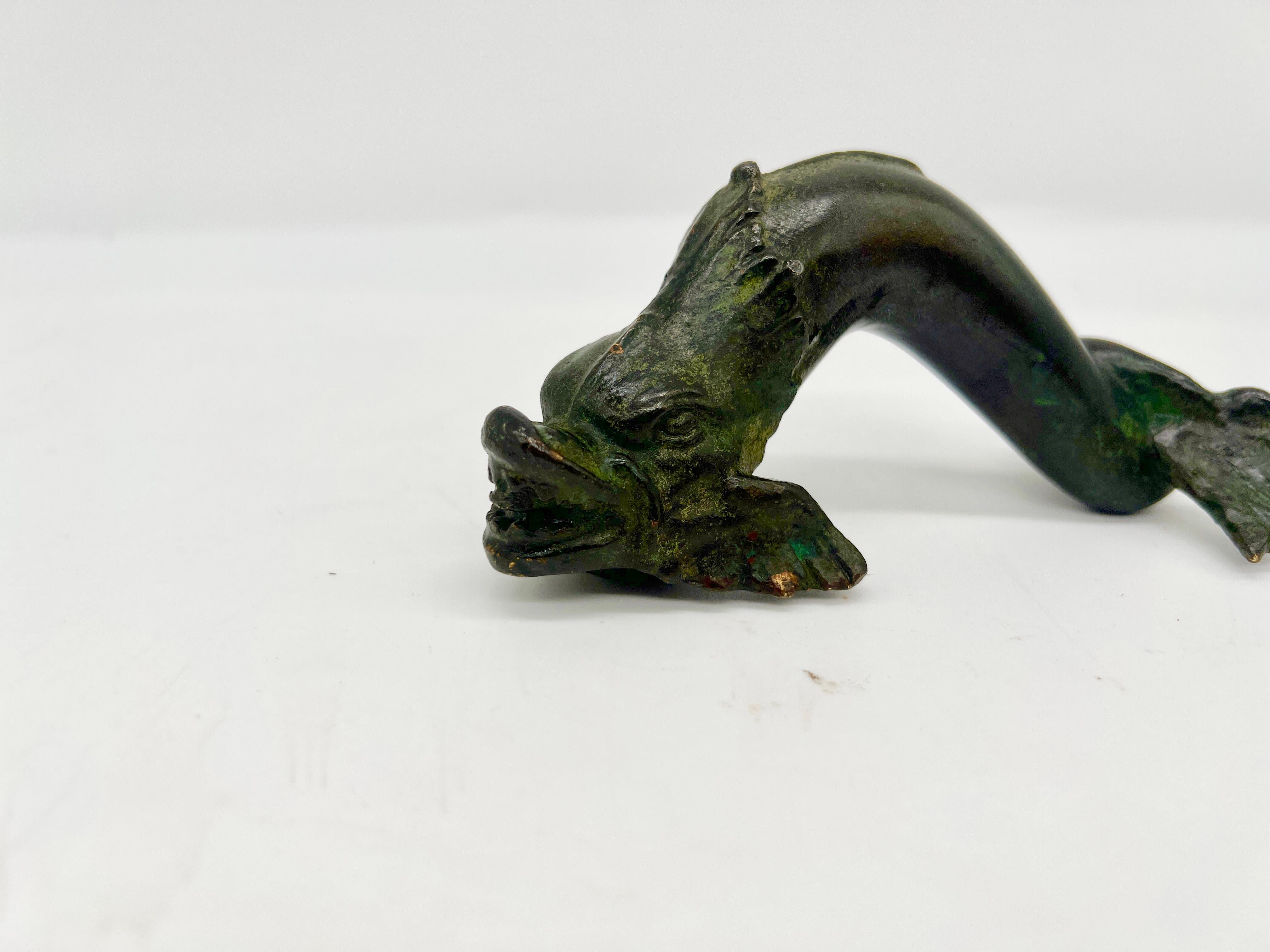 Italian Antique Grand Tour (Or Earlier) Chiseled Bronze Venetian Dolphin Sculpture For Sale