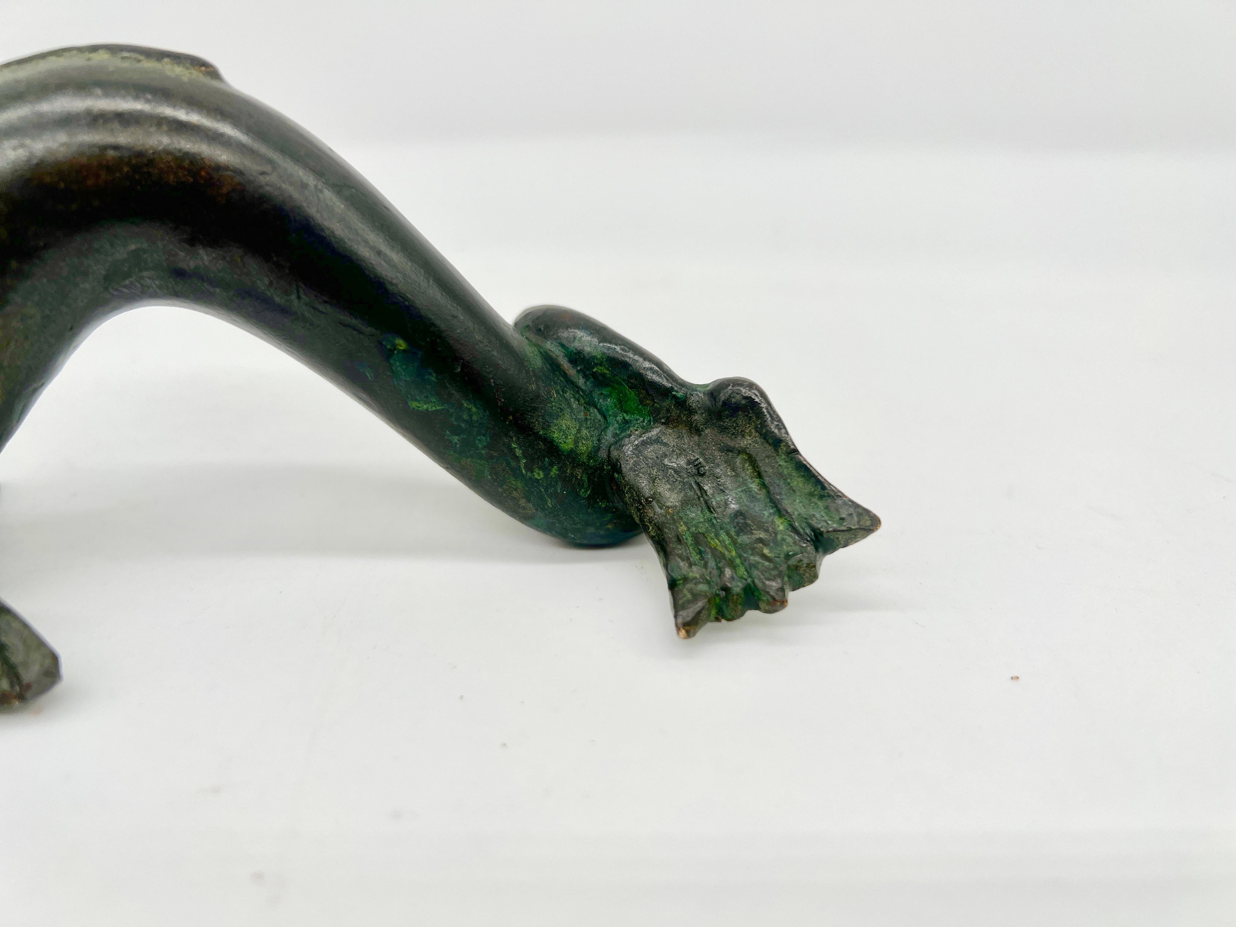 Antique Grand Tour (Or Earlier) Chiseled Bronze Venetian Dolphin Sculpture In Good Condition For Sale In Atlanta, GA