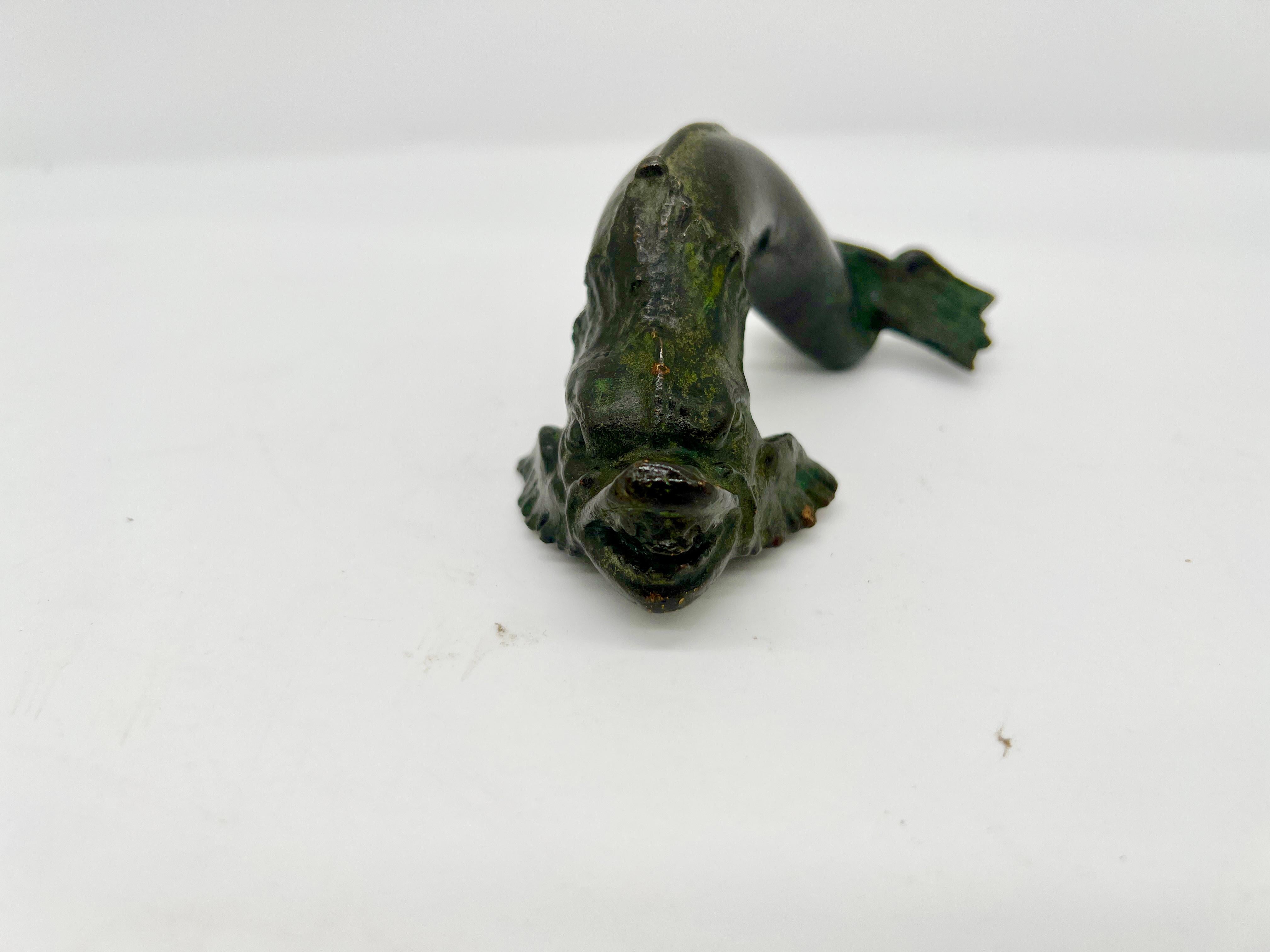 19th Century Antique Grand Tour (Or Earlier) Chiseled Bronze Venetian Dolphin Sculpture For Sale