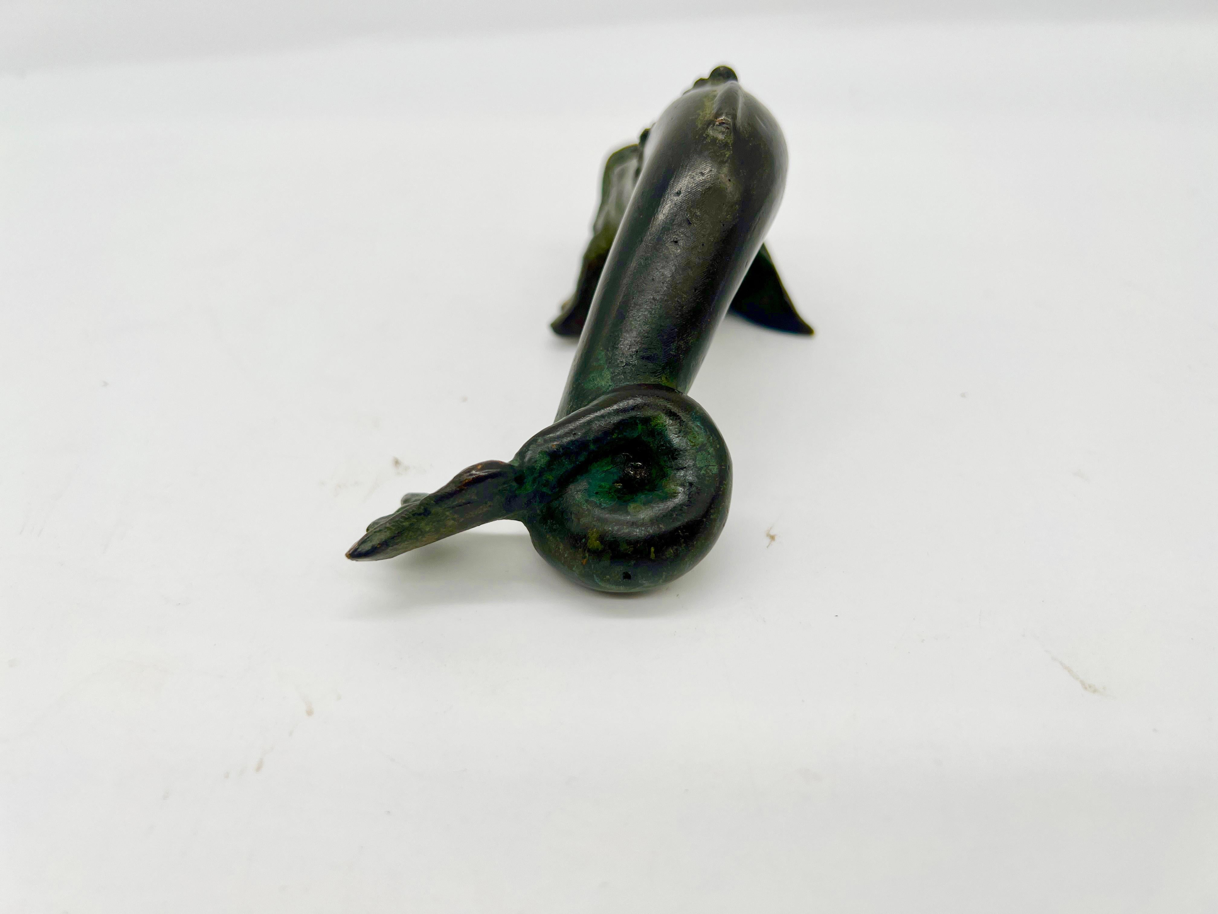 Antique Grand Tour (Or Earlier) Chiseled Bronze Venetian Dolphin Sculpture For Sale 1