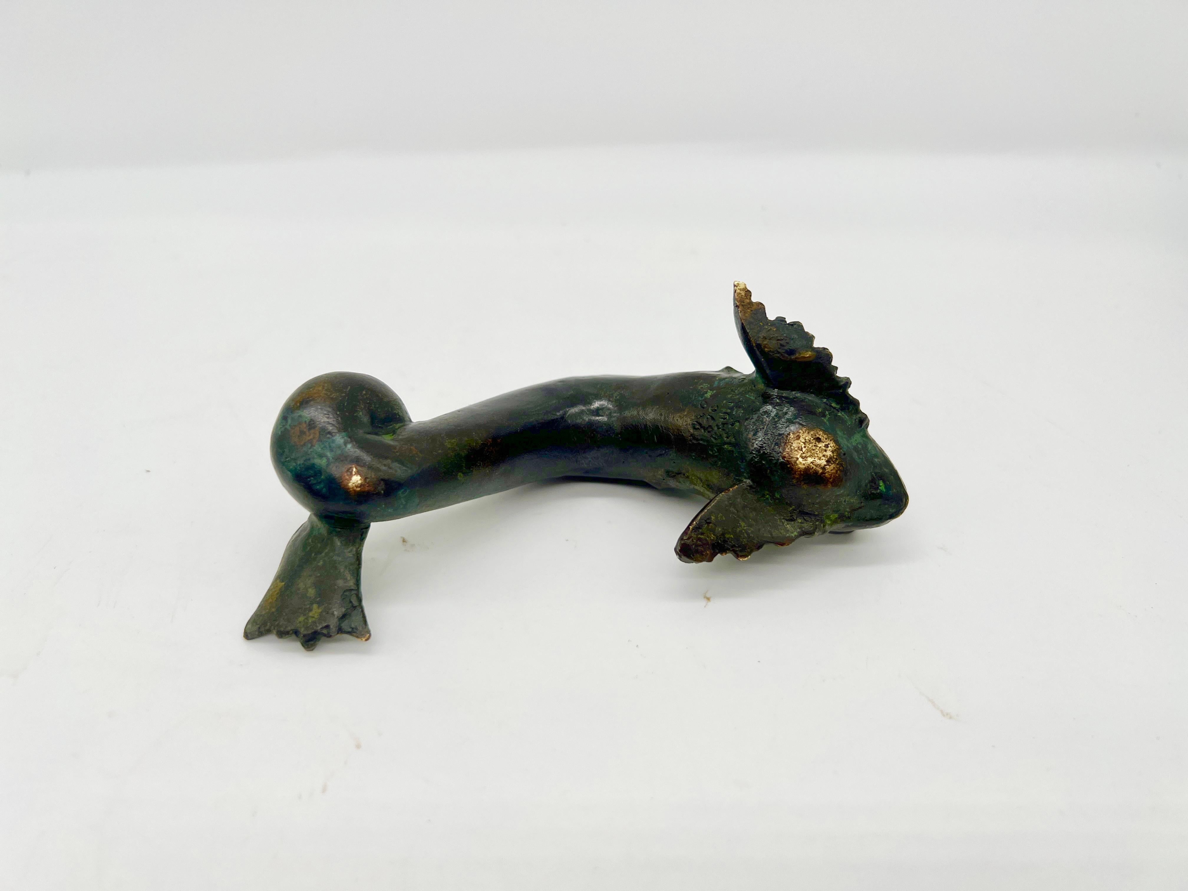 Antique Grand Tour (Or Earlier) Chiseled Bronze Venetian Dolphin Sculpture For Sale 2
