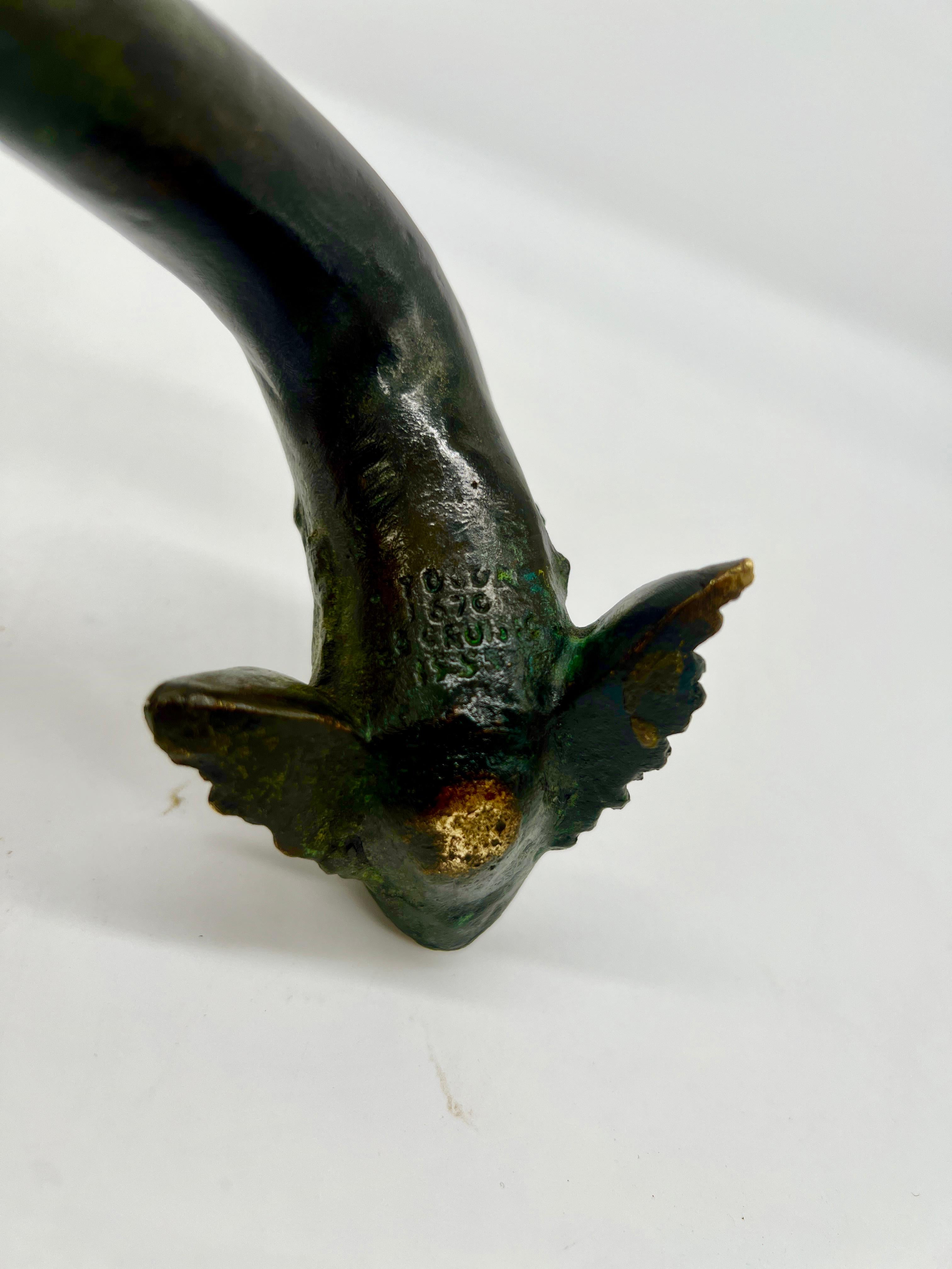 Antique Grand Tour (Or Earlier) Chiseled Bronze Venetian Dolphin Sculpture For Sale 3