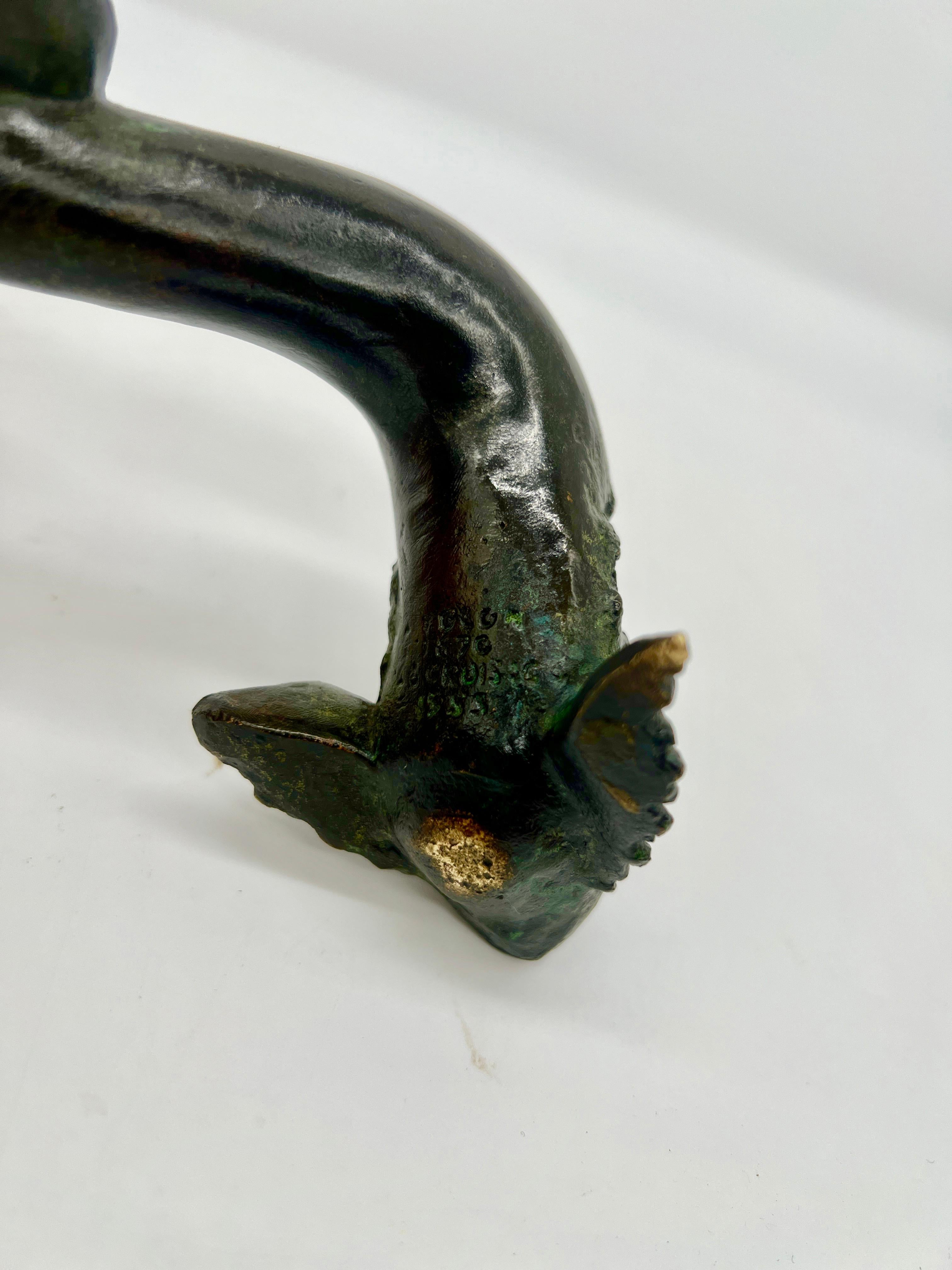 Antique Grand Tour (Or Earlier) Chiseled Bronze Venetian Dolphin Sculpture For Sale 4