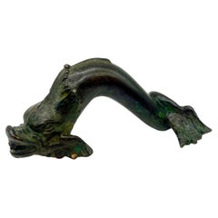 Antique Grand Tour (Or Earlier) Chiseled Bronze Venetian Dolphin Sculpture