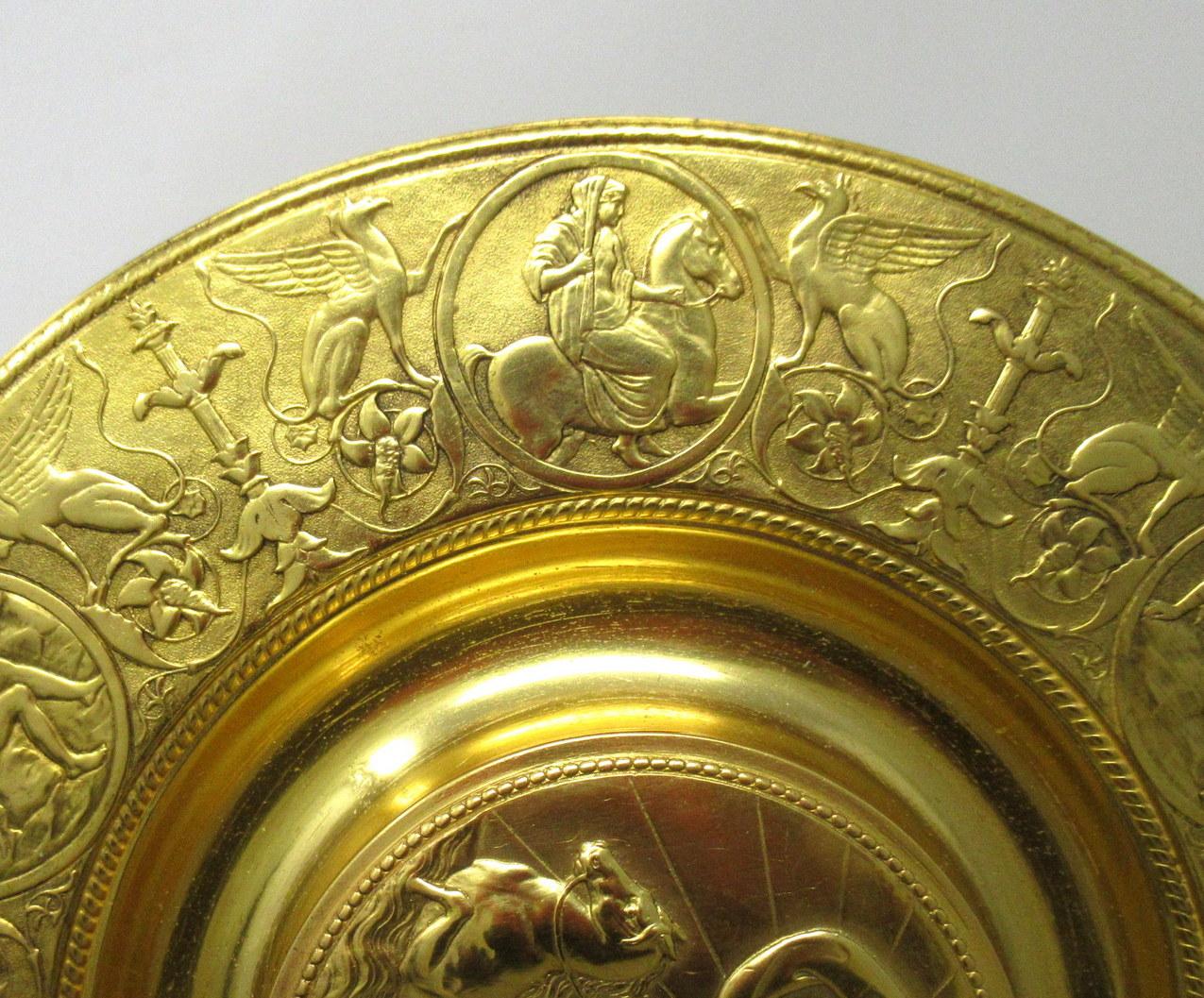 Encrier de bureau Grand Tour centre de table en bronze doré Elkington Silversmiths 19e siècle en vente 3