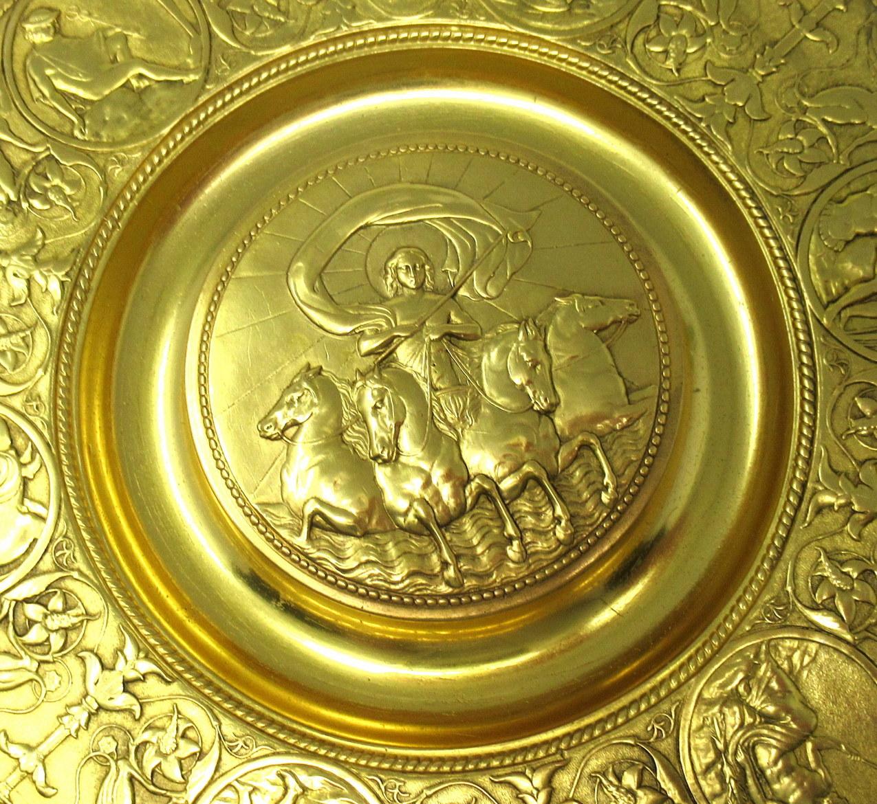 Anglais Encrier de bureau Grand Tour centre de table en bronze doré Elkington Silversmiths 19e siècle en vente