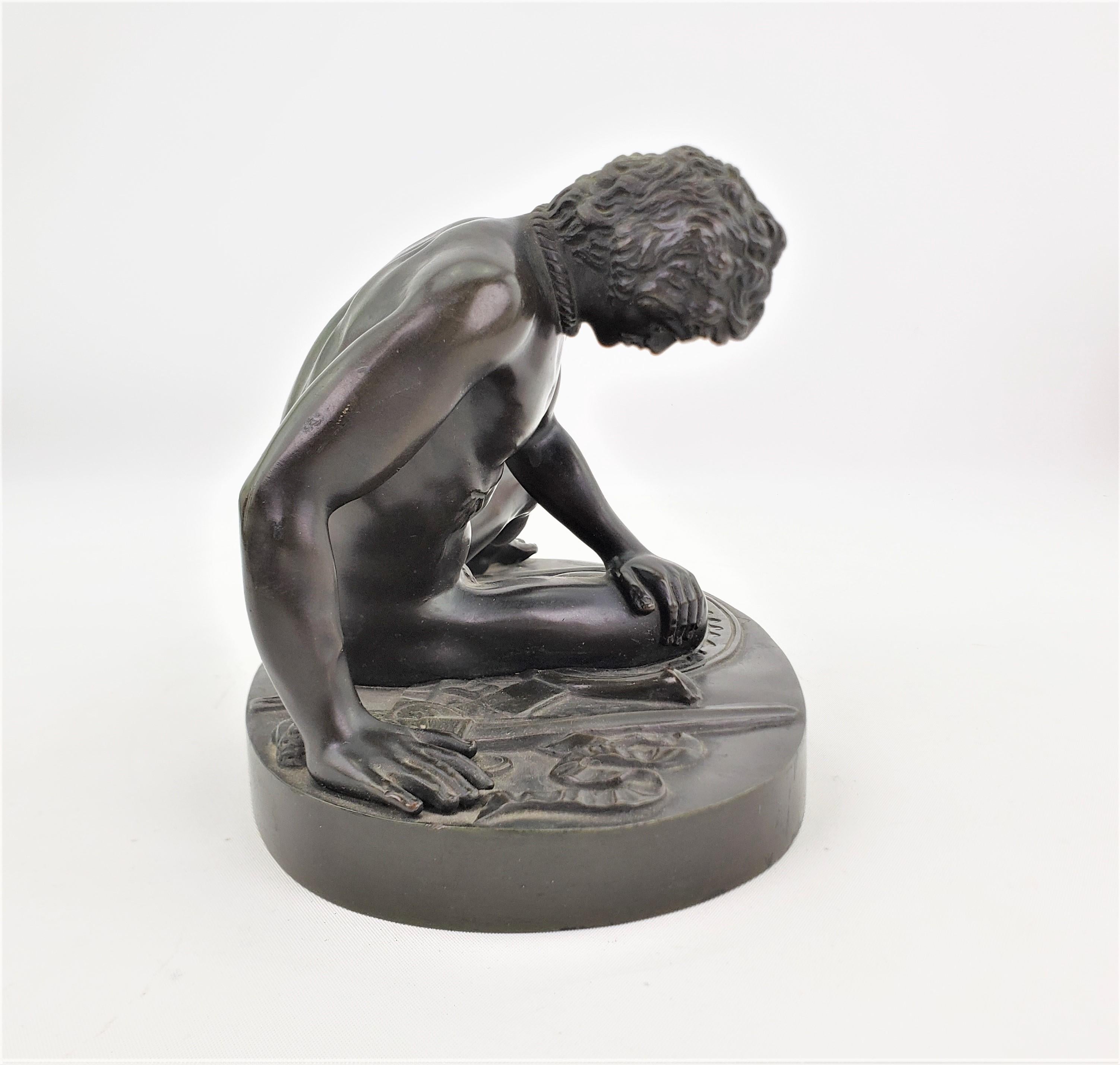 Antique Grand Tour Ornately Cast 'The Dying Gaul' Italian Bronze Sculpture In Good Condition For Sale In Hamilton, Ontario