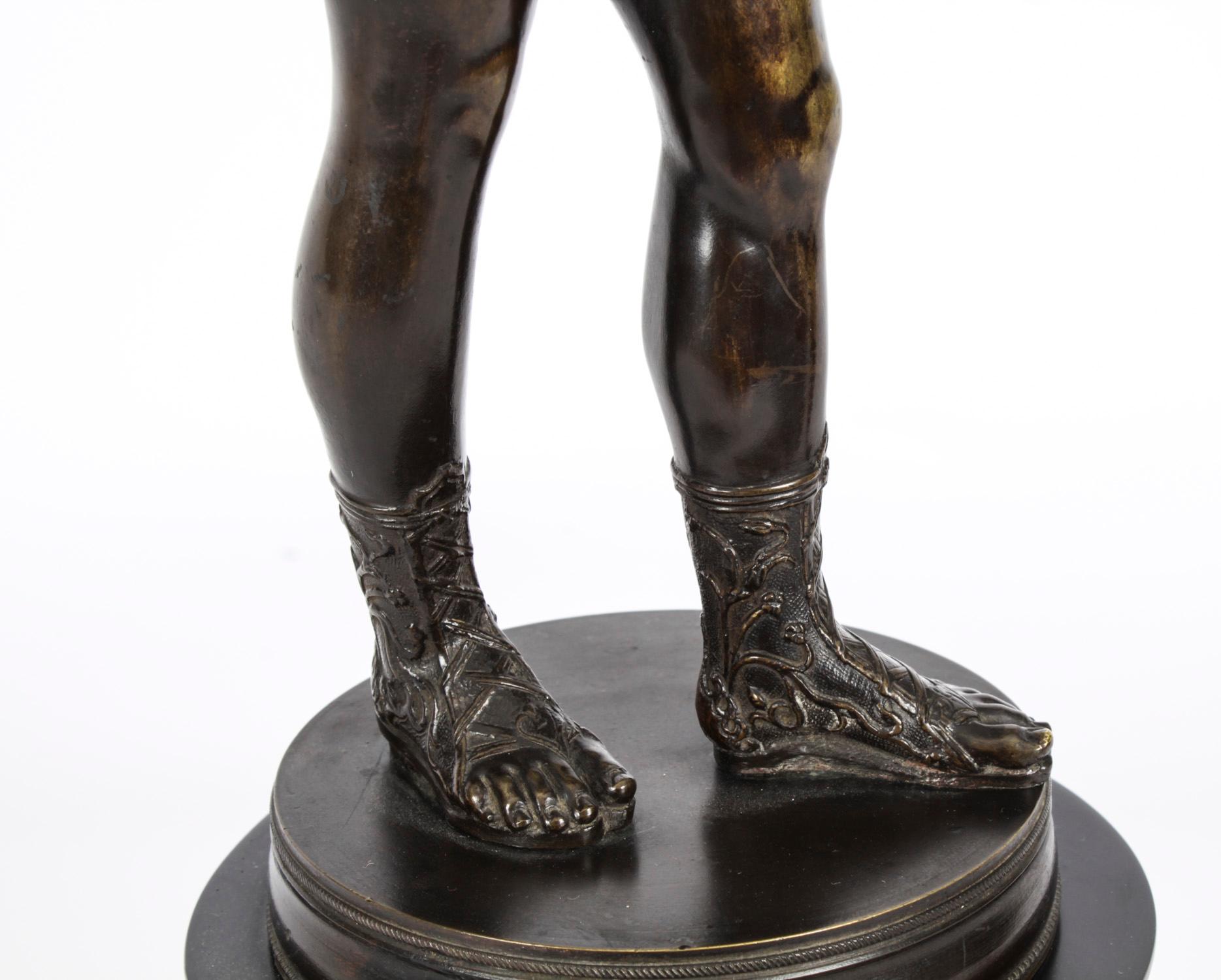 Ancienne figurine de David Grand Tour en bronze patiné du 19ème siècle en vente 8