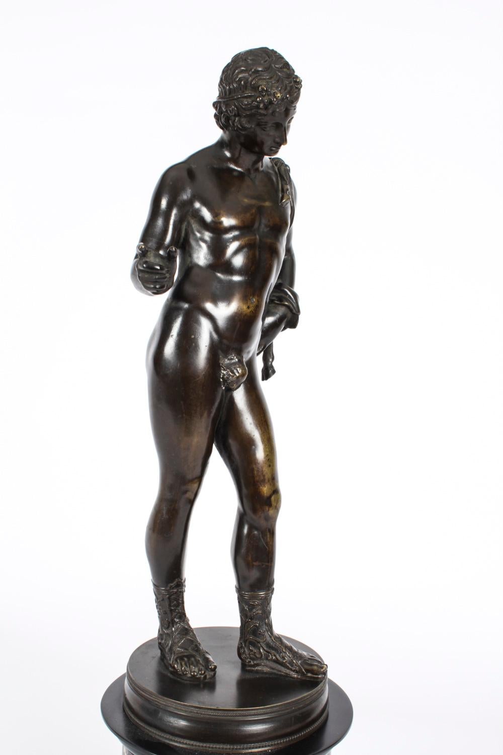 Mid-19th Century Antique Grand Tour Patinated Bronze Figure of of David 19th C For Sale