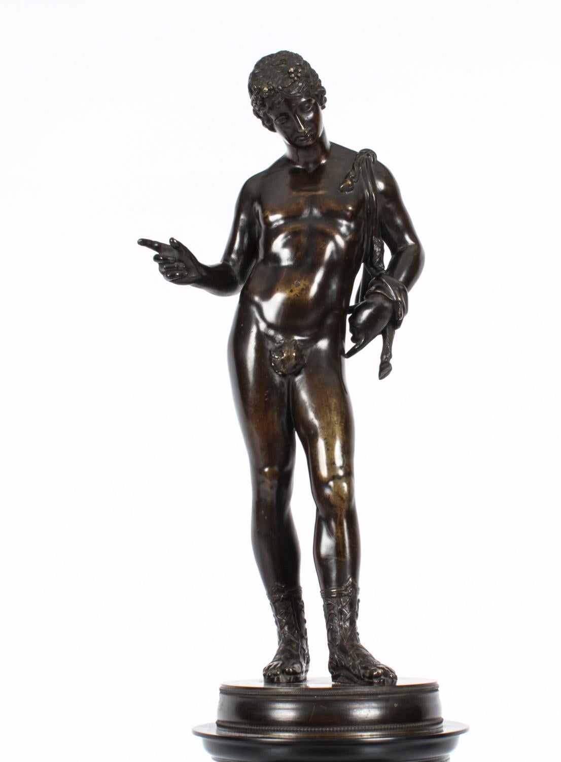 Antike Grand Tour Patinierte Bronzefigur des David aus dem 19. Jahrhundert im Angebot 3