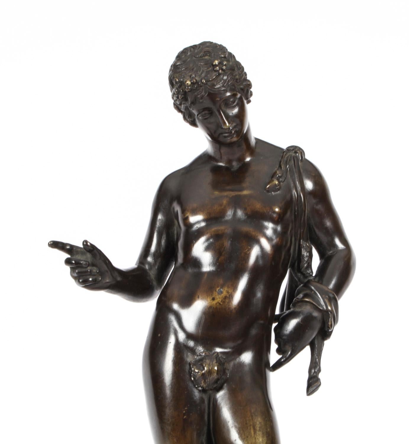 Antique Grand Tour Patinated Bronze Figure of of David 19th C For Sale 3