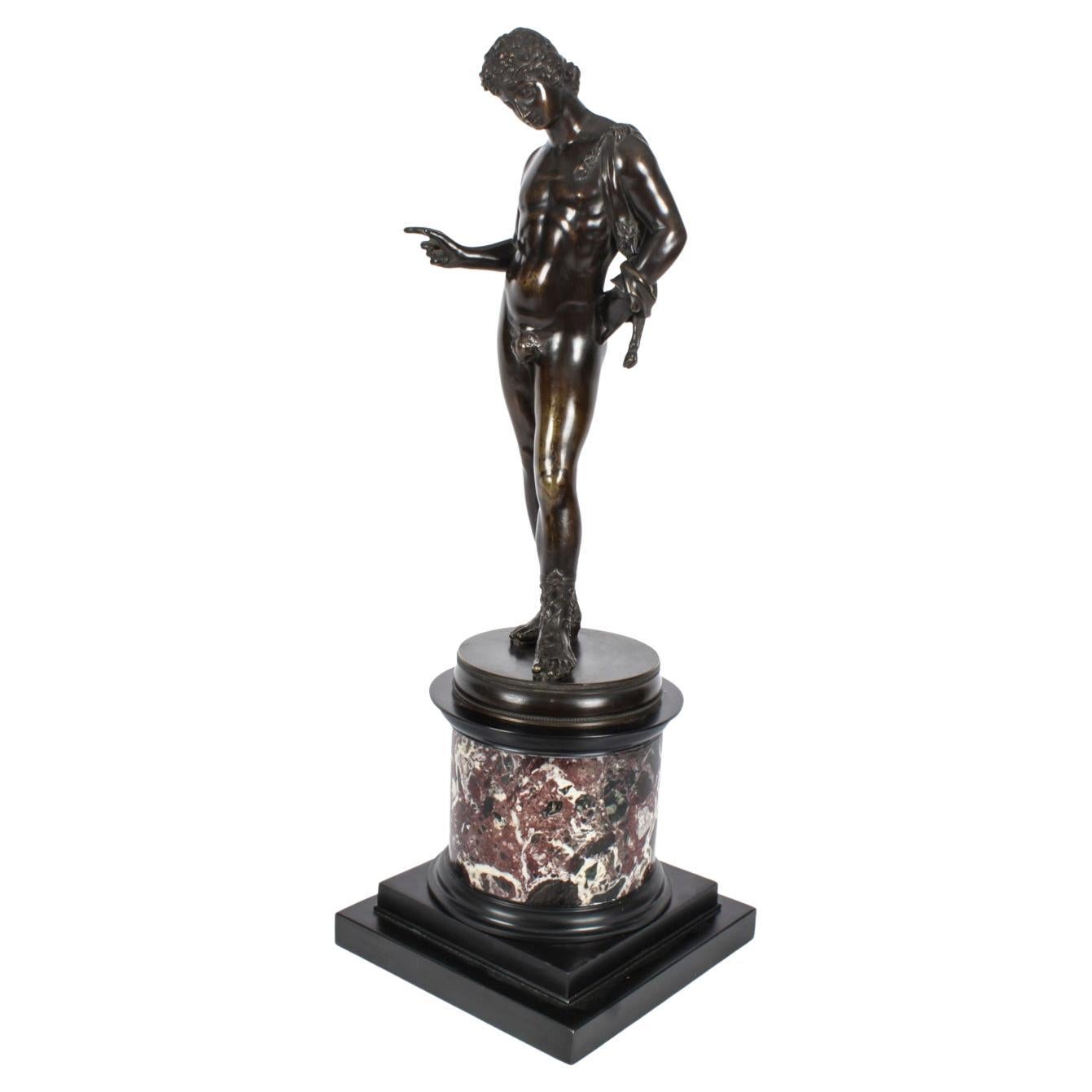 Ancienne figurine de David Grand Tour en bronze patiné du 19ème siècle
