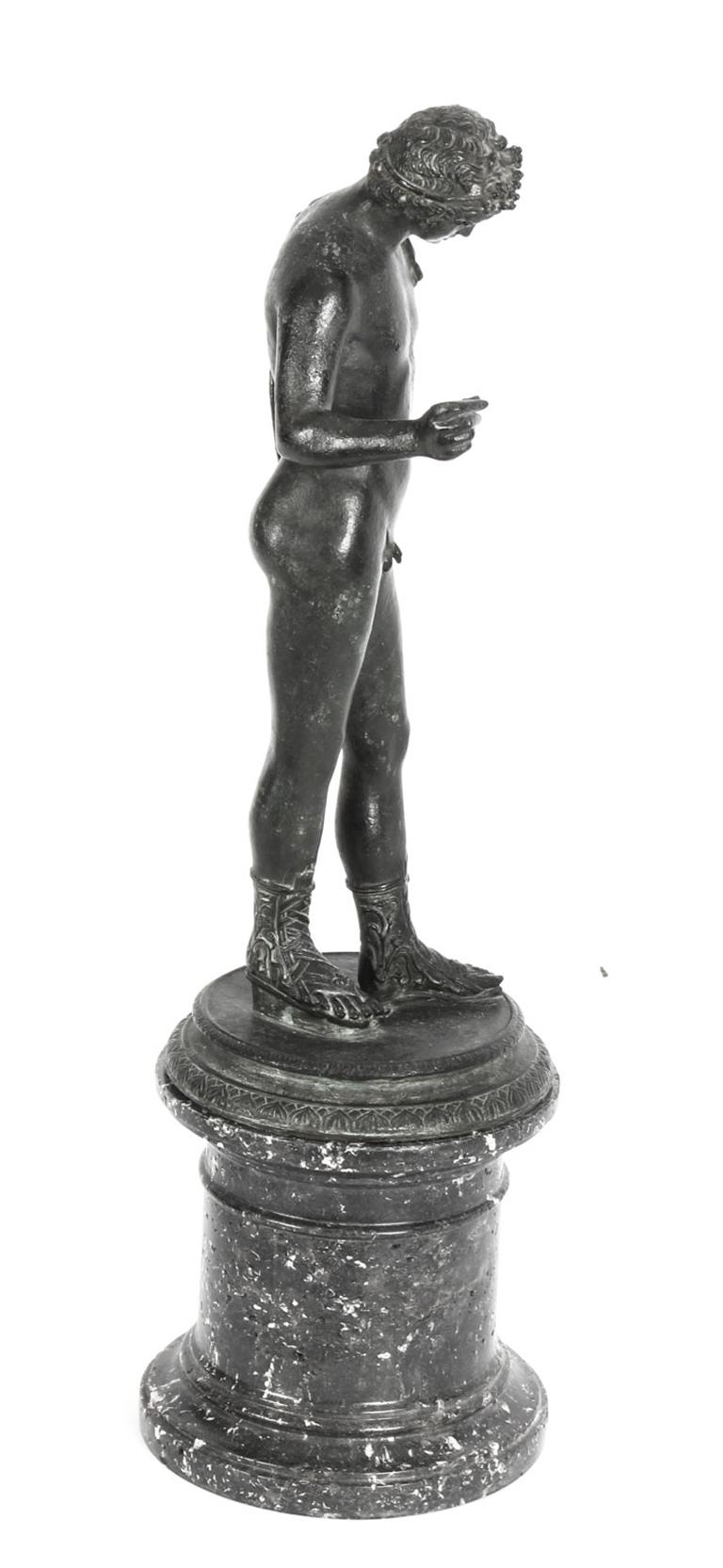Late 19th Century Antique Grand Tour Patinated Bronze Figure of Narcissus 1870, 19th Century For Sale