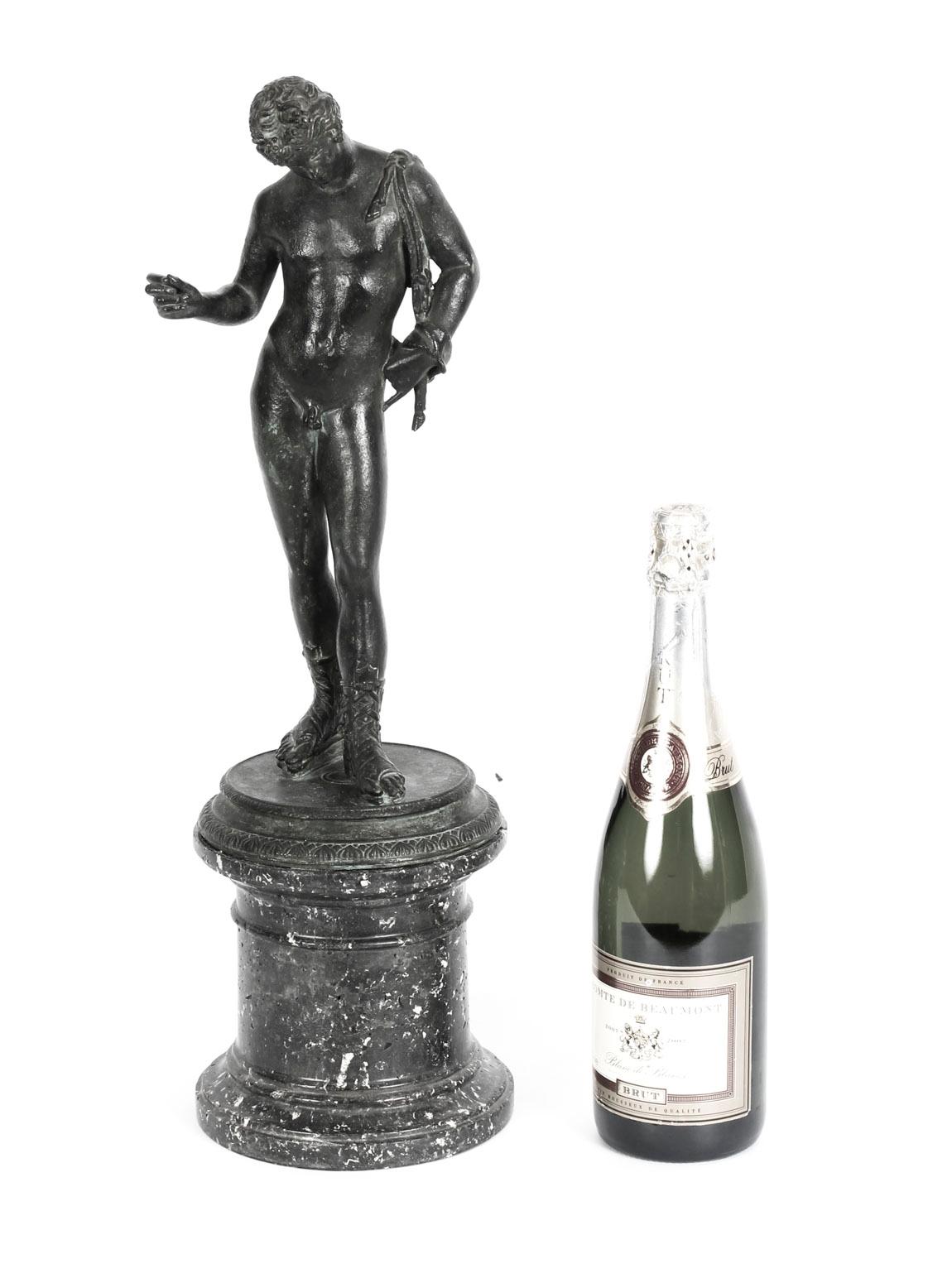 Antike Grand Tour Figur des Narzissen aus patinierter Bronze, 1870, 19. Jahrhundert im Angebot 3