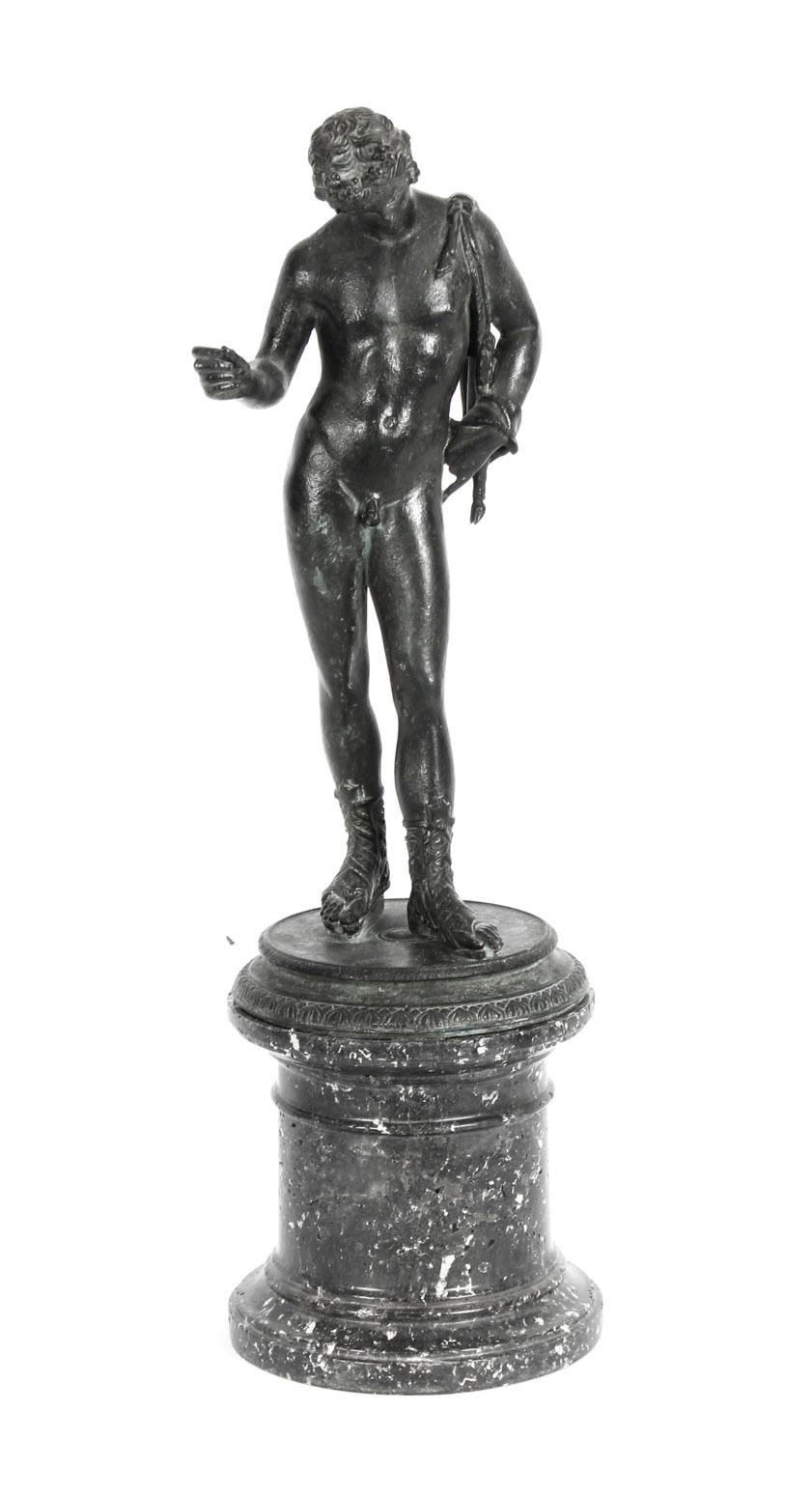 Antique Grand Tour Patinated Bronze Figure of Narcissus 1870, 19th Century For Sale 3