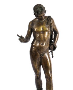 Antique Grand Tour Patinated Bronze Figure of Narcissus, 19th Century