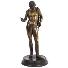 Antique Grand Tour Patinated Bronze Figure of Narcissus, 19th Century