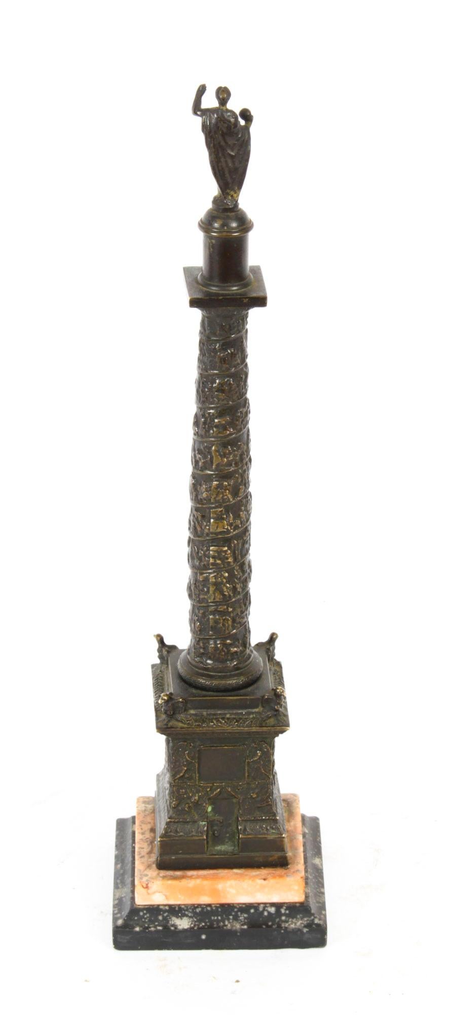 Antique Grand Tour Patinated Bronze Model of Trajan's Column Early 19thc For Sale 6