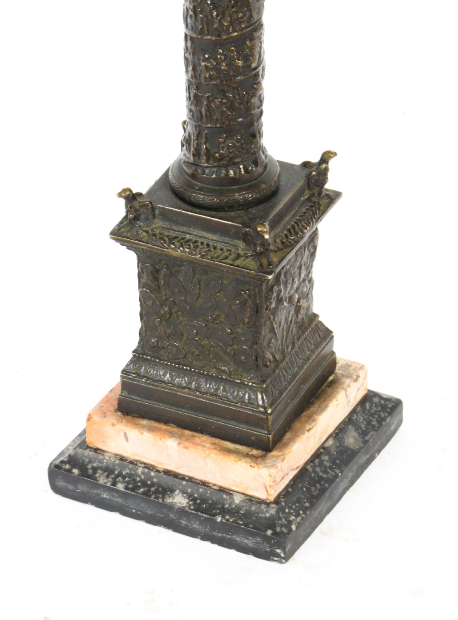 Antique Grand Tour Patinated Bronze Model of Trajan's Column Early 19thc For Sale 8