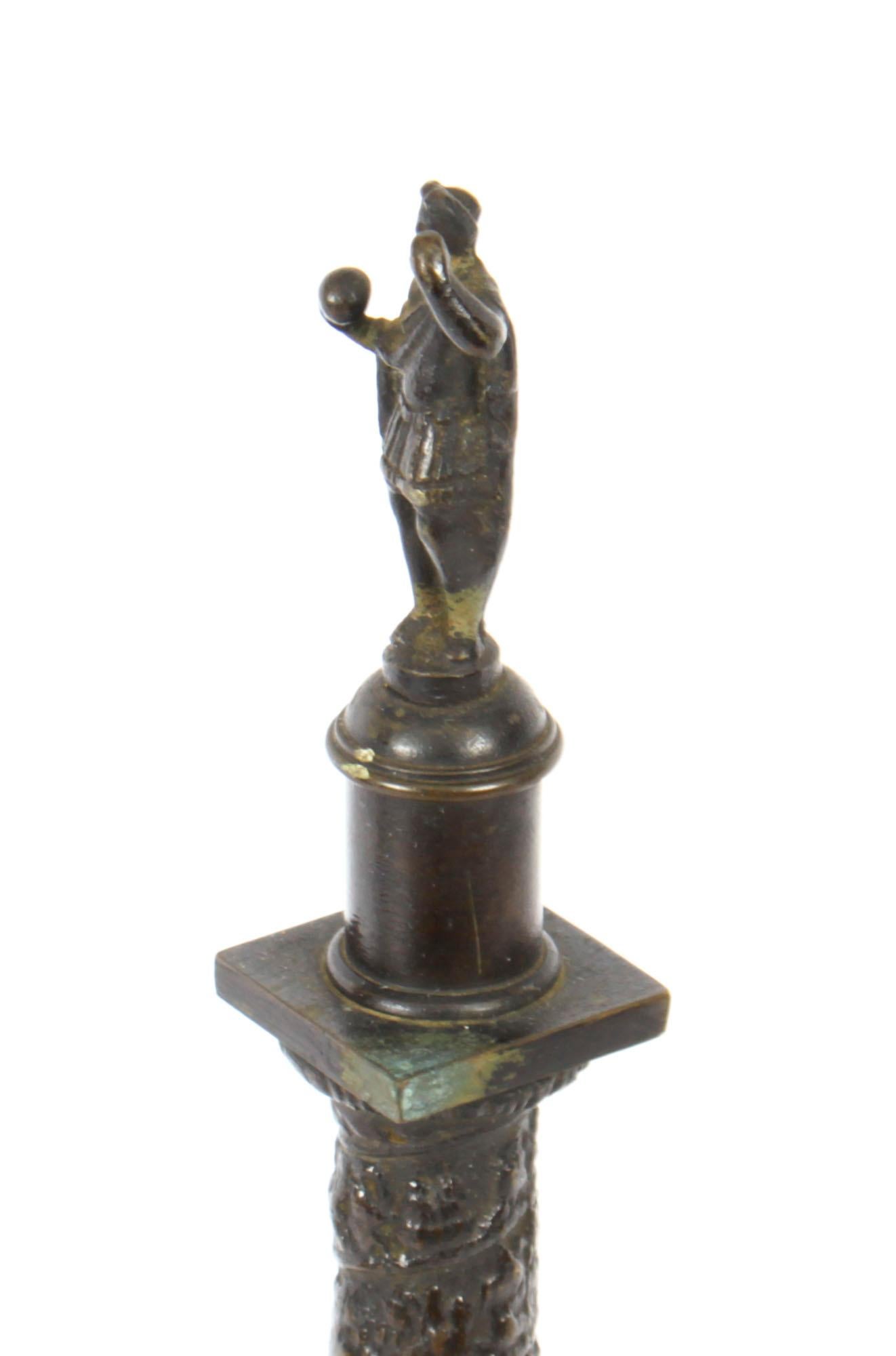 Antique Grand Tour Patinated Bronze Model of Trajan's Column Early 19thc In Good Condition For Sale In London, GB