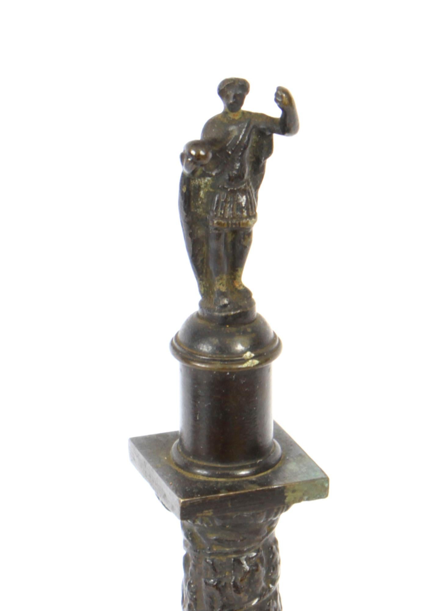 Antique Grand Tour Patinated Bronze Model of Trajan's Column Early 19thc For Sale 1