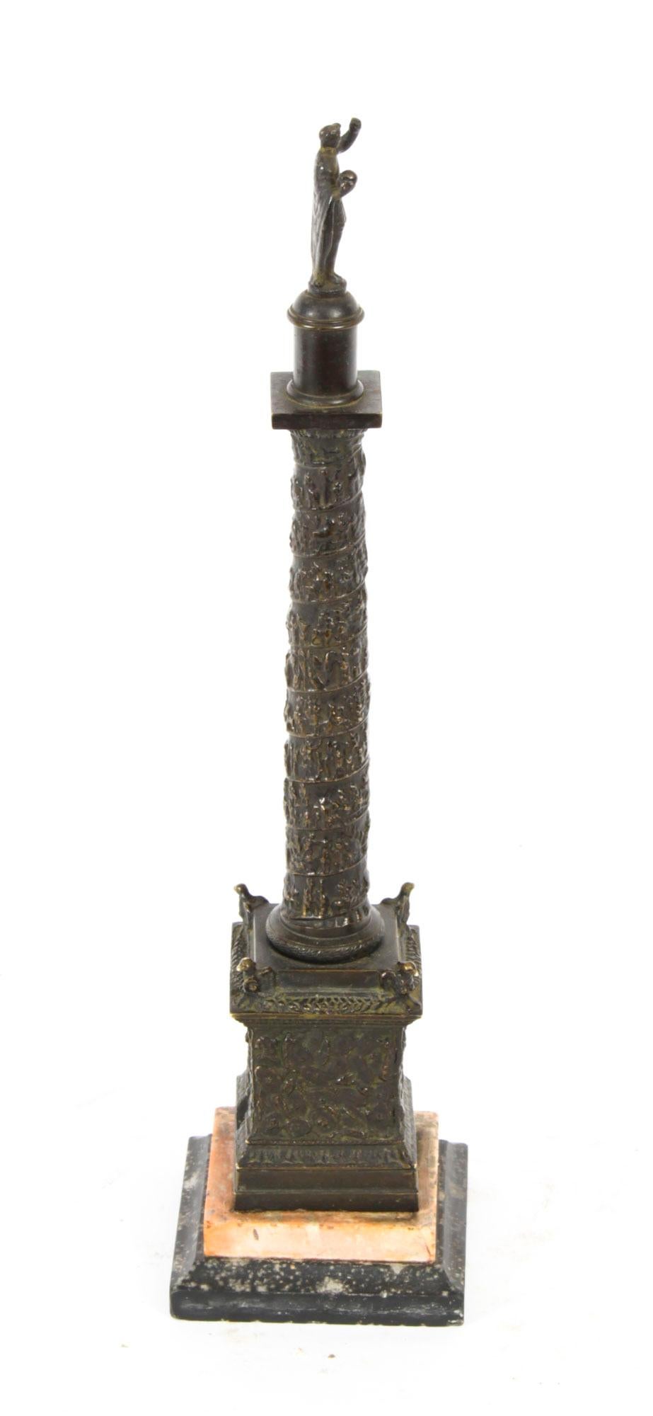 Antique Grand Tour Patinated Bronze Model of Trajan's Column Early 19thc For Sale 2