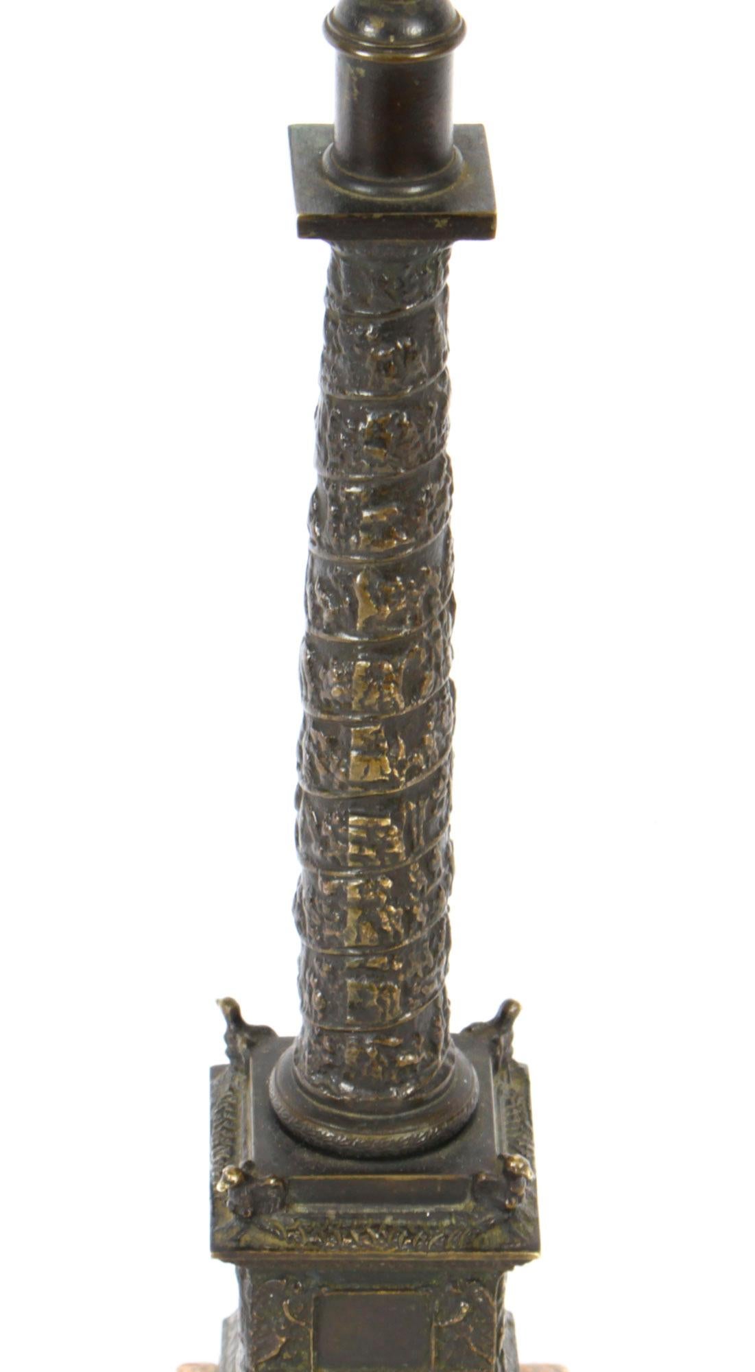Antique Grand Tour Patinated Bronze Model of Trajan's Column Early 19thc 3
