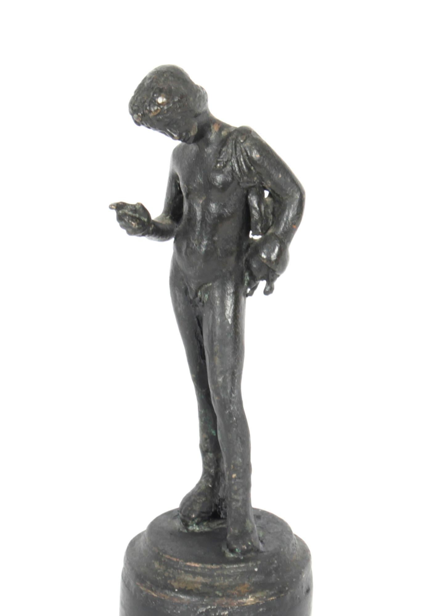 Antique Grand Tour Patinated Bronze Novelty Figure of of Narcissus 19th C In Good Condition In London, GB
