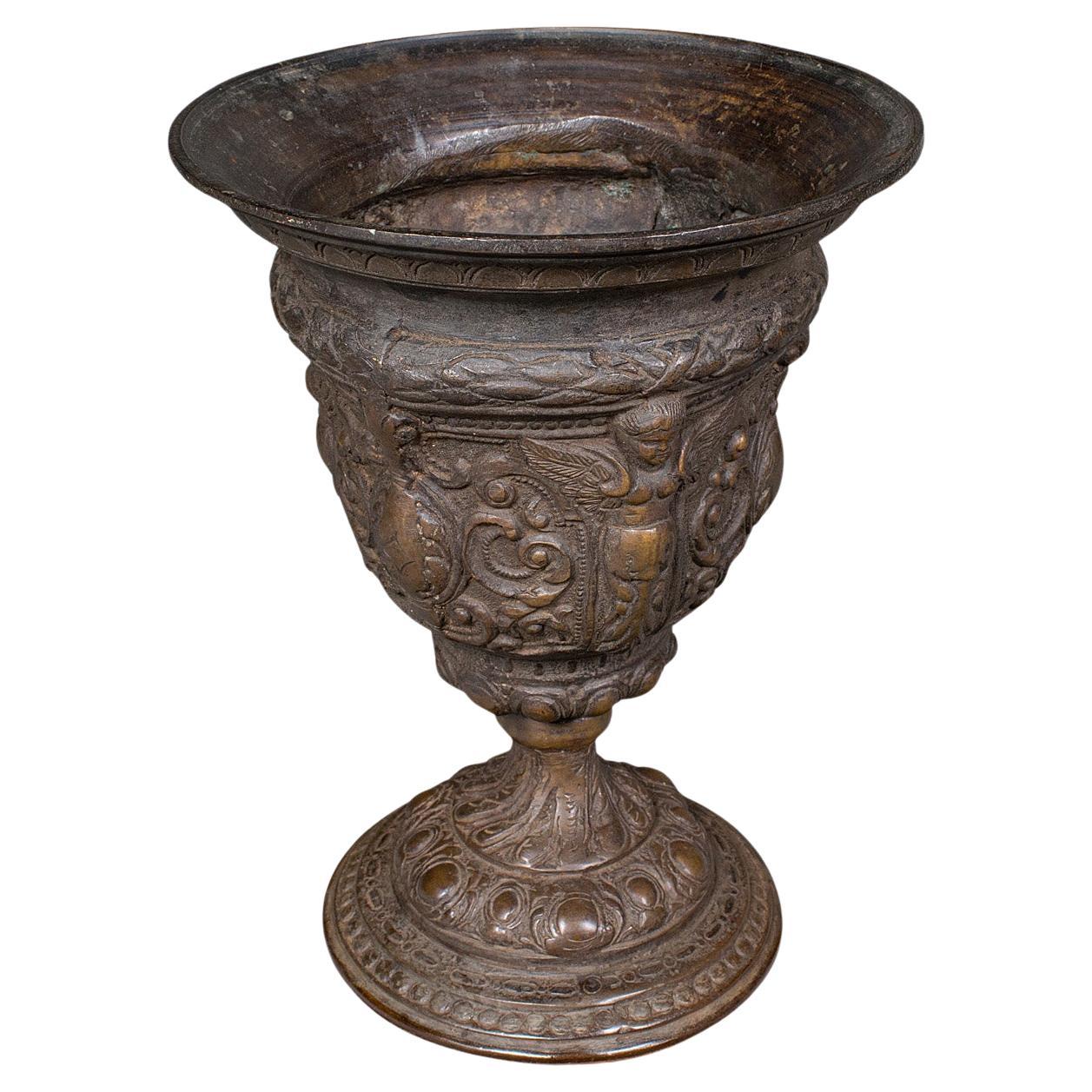 Antica fioriera Grand Tour, italiana, bronzo, vaso per bouquet, urna, prima epoca vittoriana