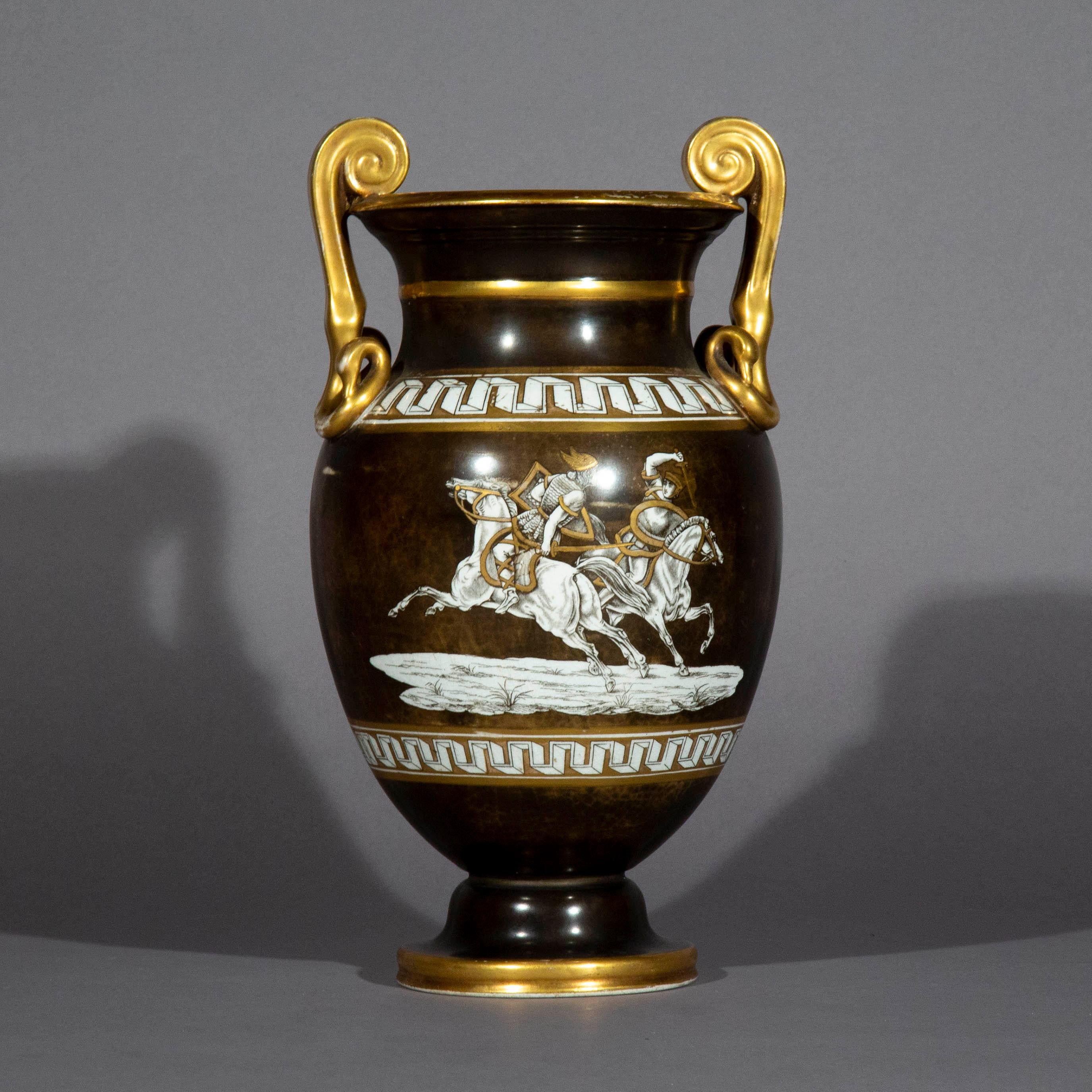 Painted Antique Grand Tour Porcelain Vase, Early 19th Century