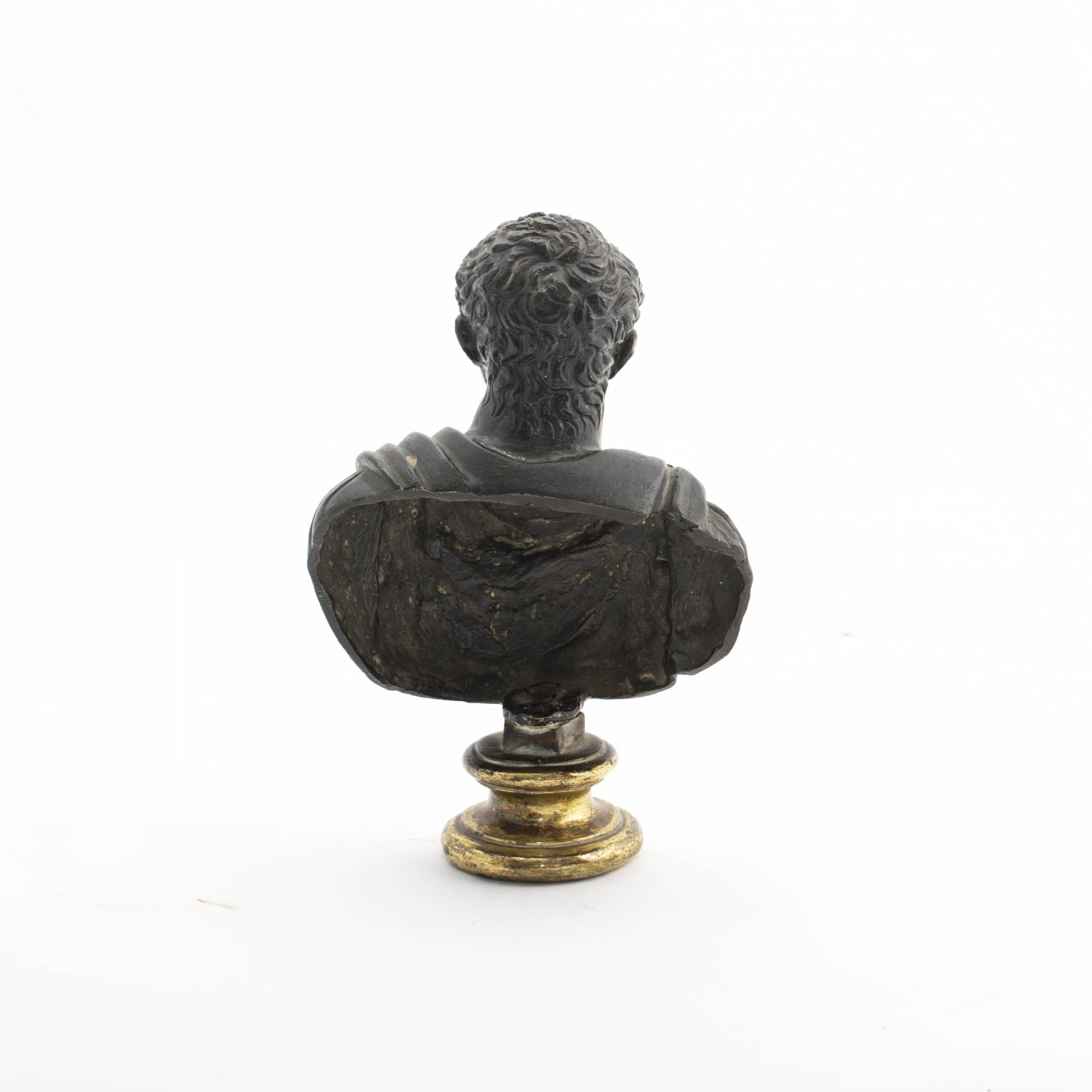 Italian Antique Grand Tour, Small Bronze Sculpture of Roman Emperor