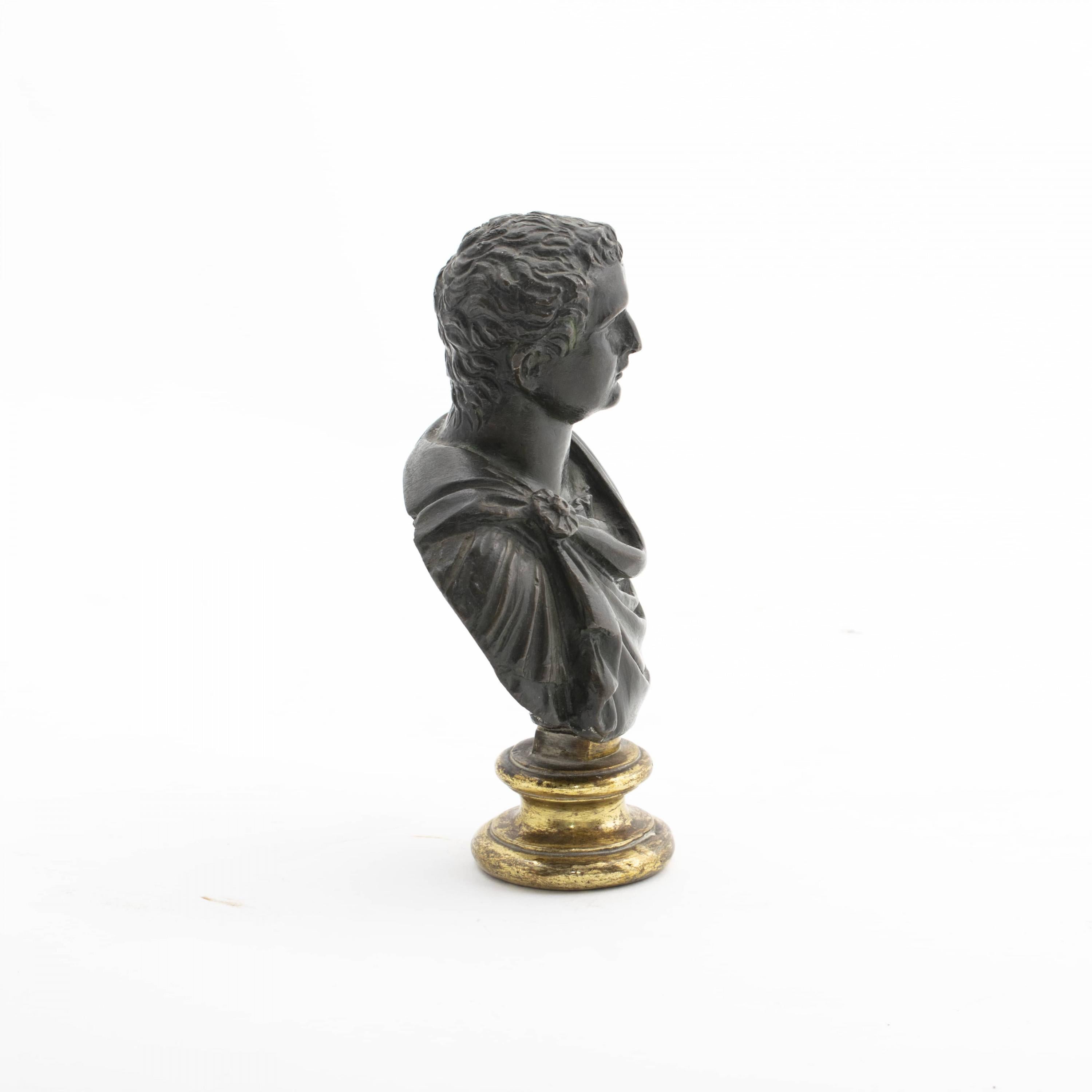 Gilt Antique Grand Tour, Small Bronze Sculpture of Roman Emperor
