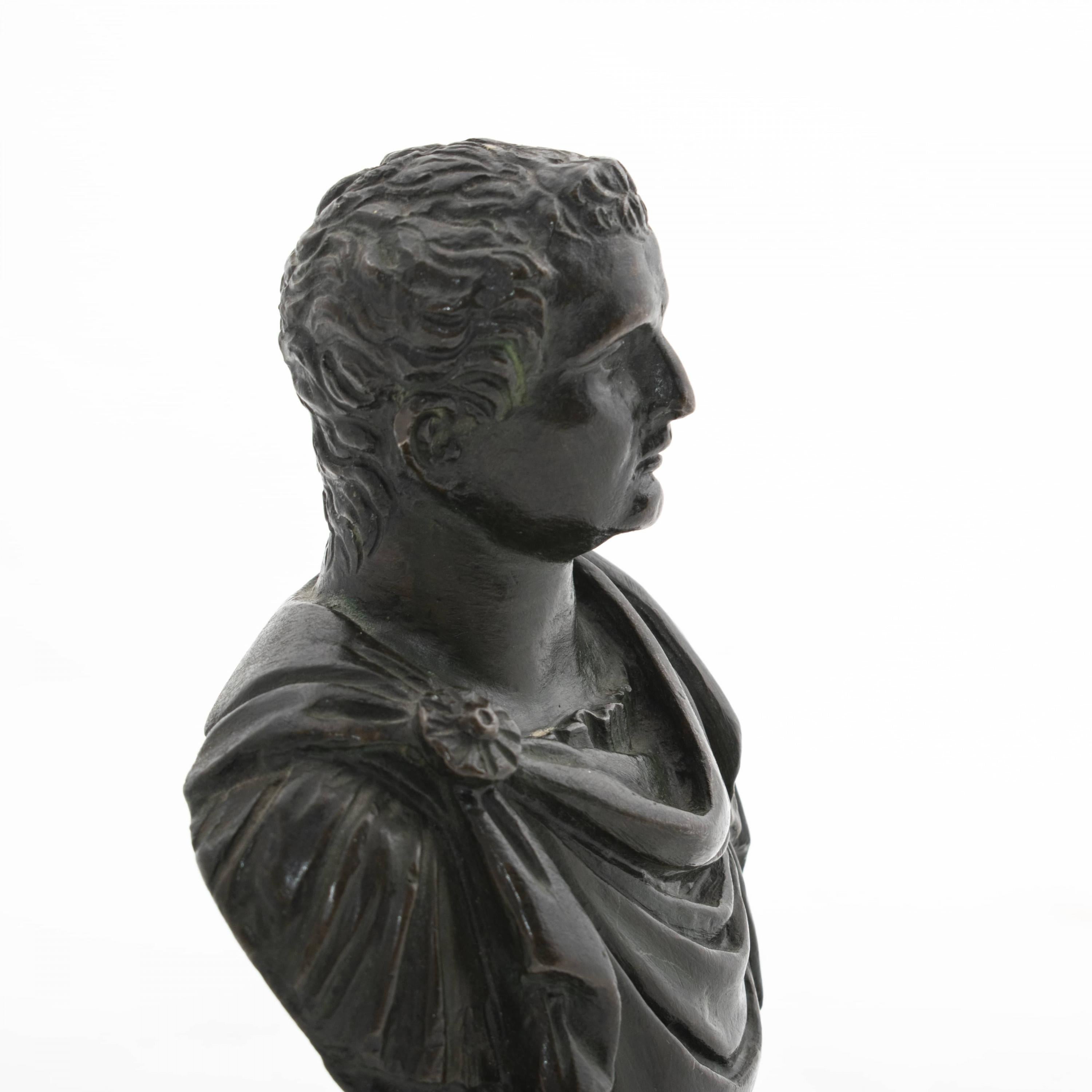 19th Century Antique Grand Tour, Small Bronze Sculpture of Roman Emperor