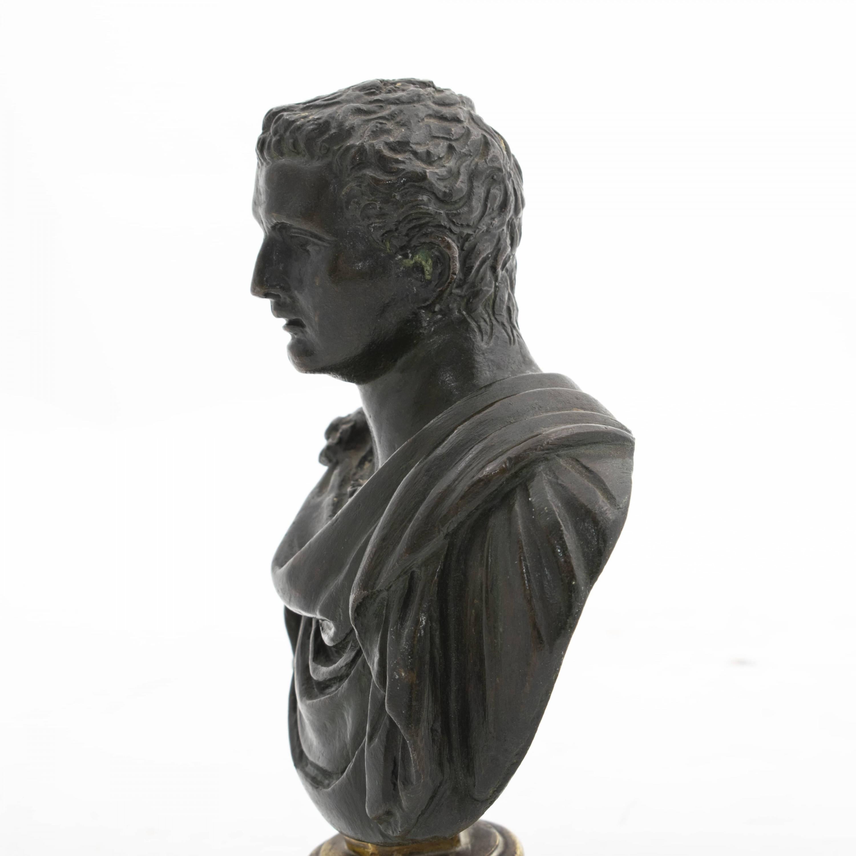 Antique Grand Tour, Small Bronze Sculpture of Roman Emperor 1