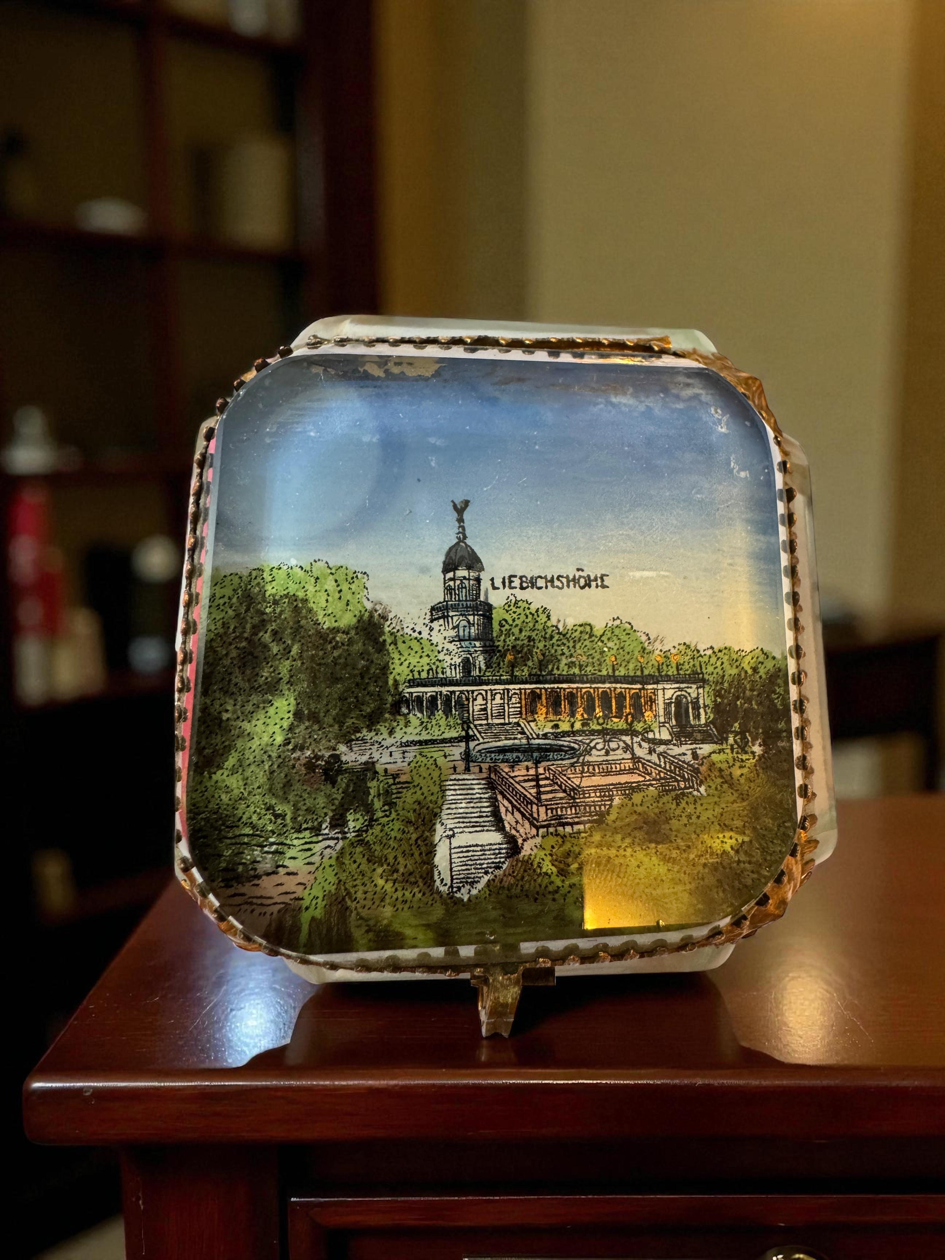 Antique Grand Tour Souvenir Casket, Eglomise Breslau, Wrocław, Poland 1900s For Sale 3