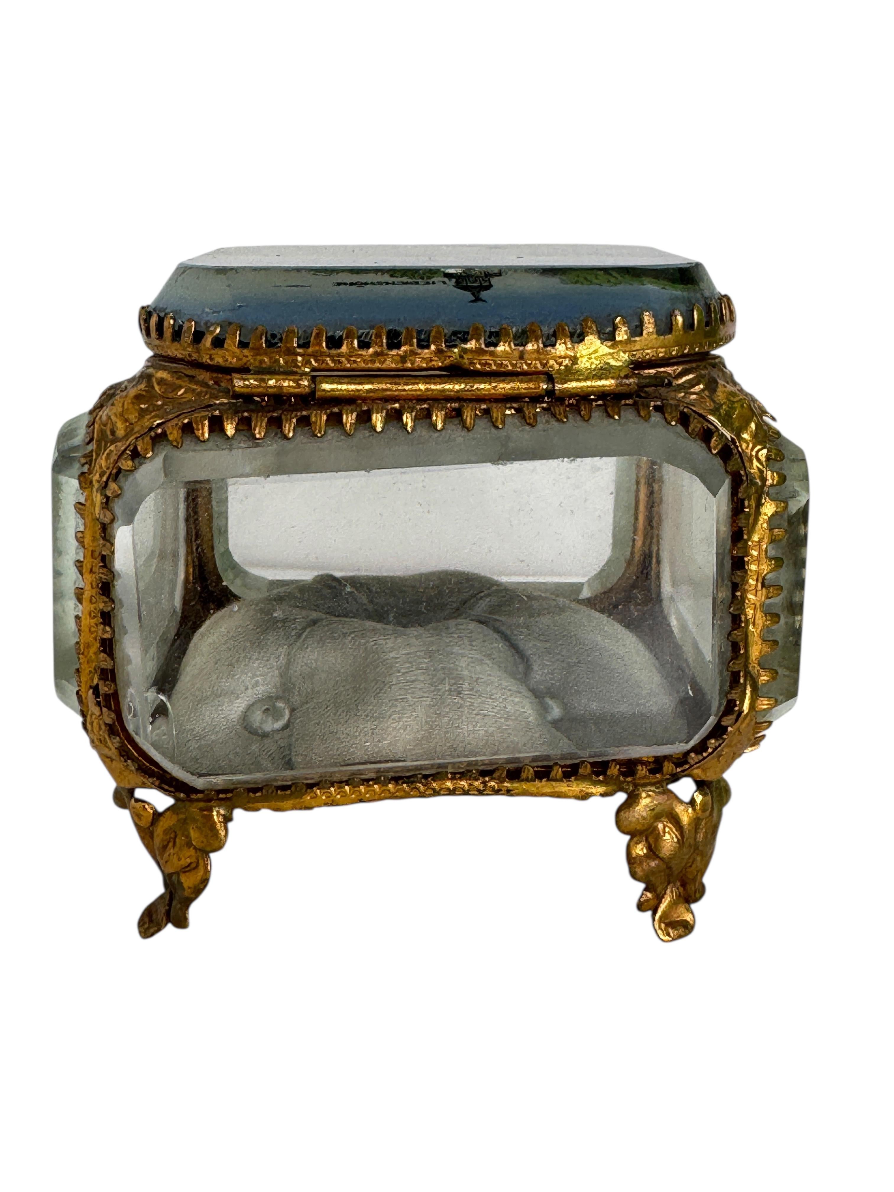 Crystal Antique Grand Tour Souvenir Casket, Eglomise Breslau, Wrocław, Poland 1900s For Sale