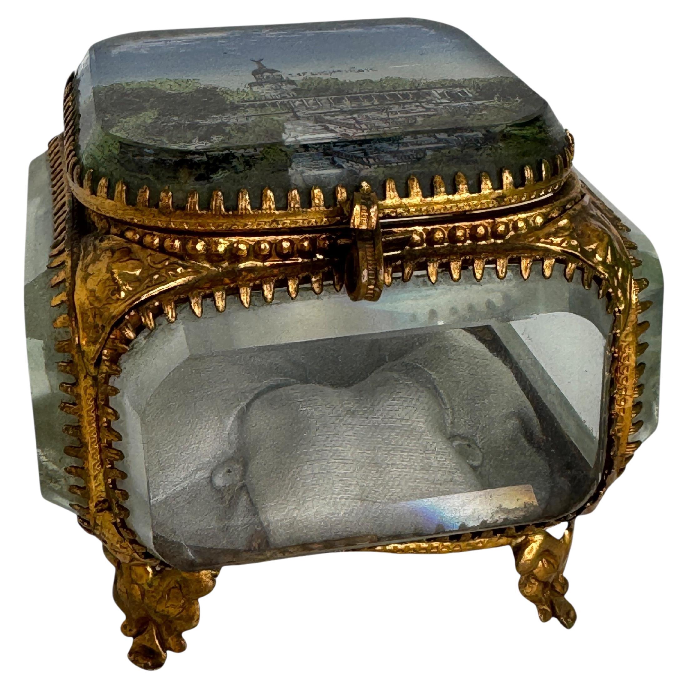 Antique Grand Tour Souvenir Casket, Eglomise Breslau, Wrocław, Poland 1900s