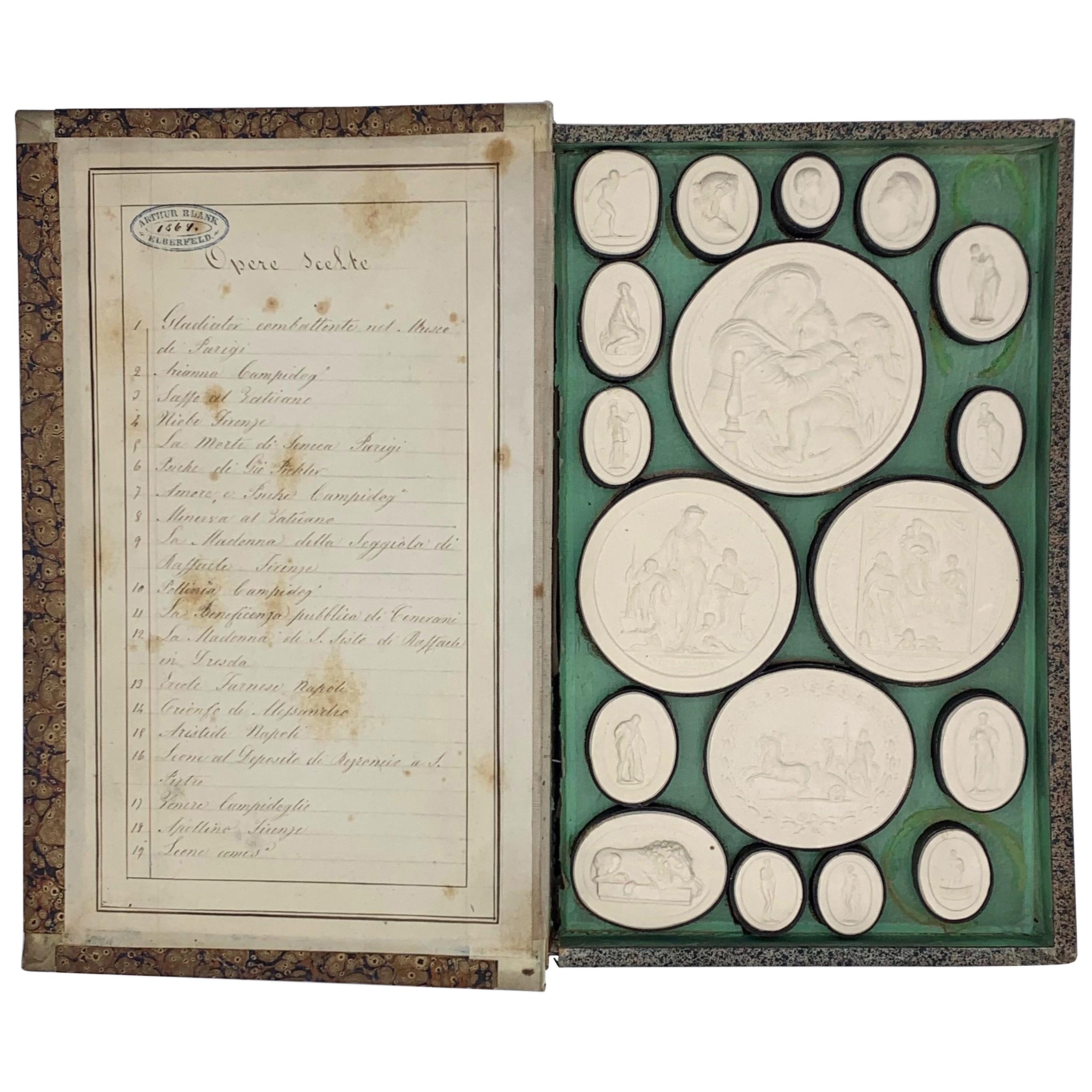 Antique Grand Tour Souvenir Dactyl Library Book 36 Plaster Casts Rom 1840-50 For Sale